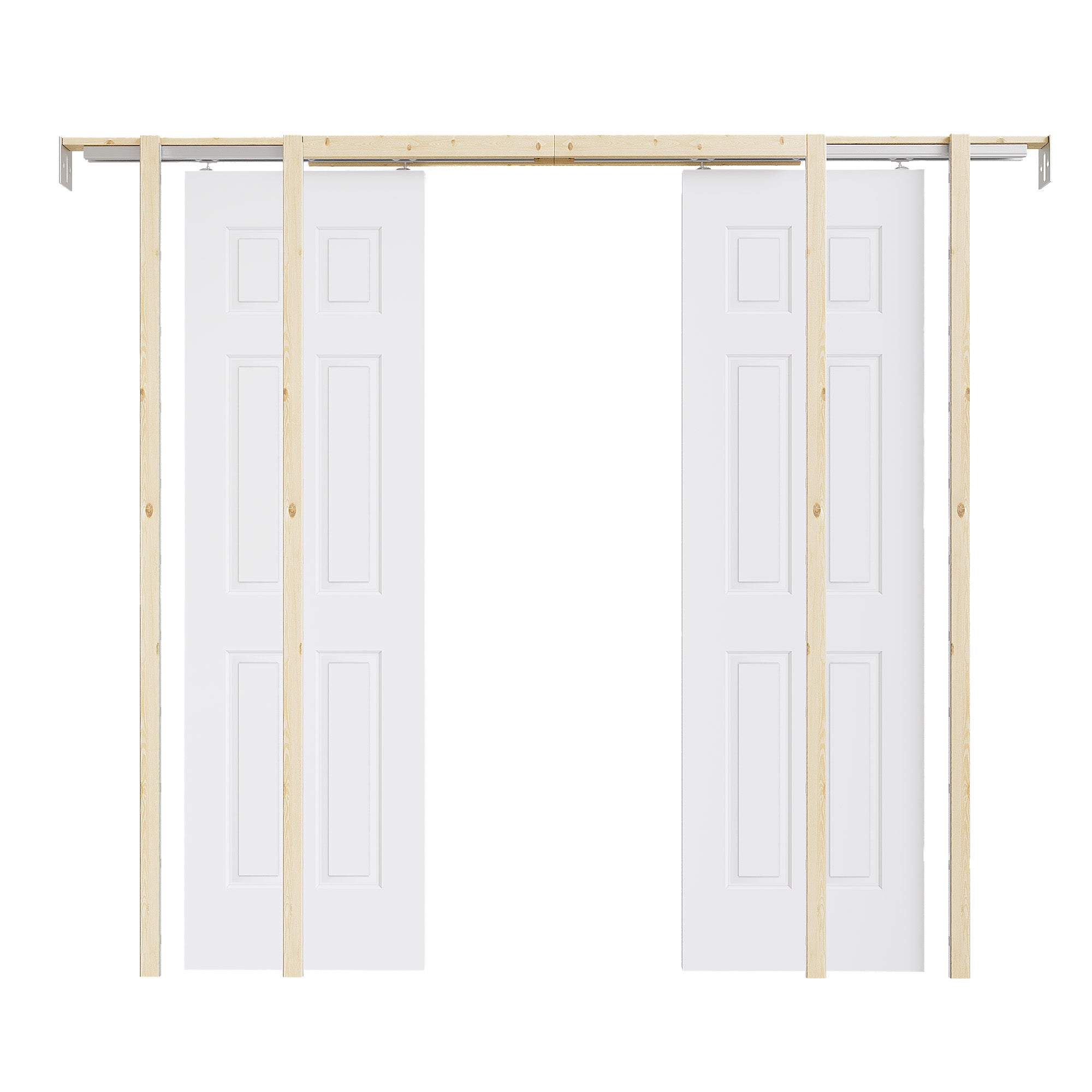 Ark Design Molded 6 Lite Panel Pocket Door with Hardware Kit & Soft Close & Frame, Solid Core MDF Wood & Paint-grade Finished, White