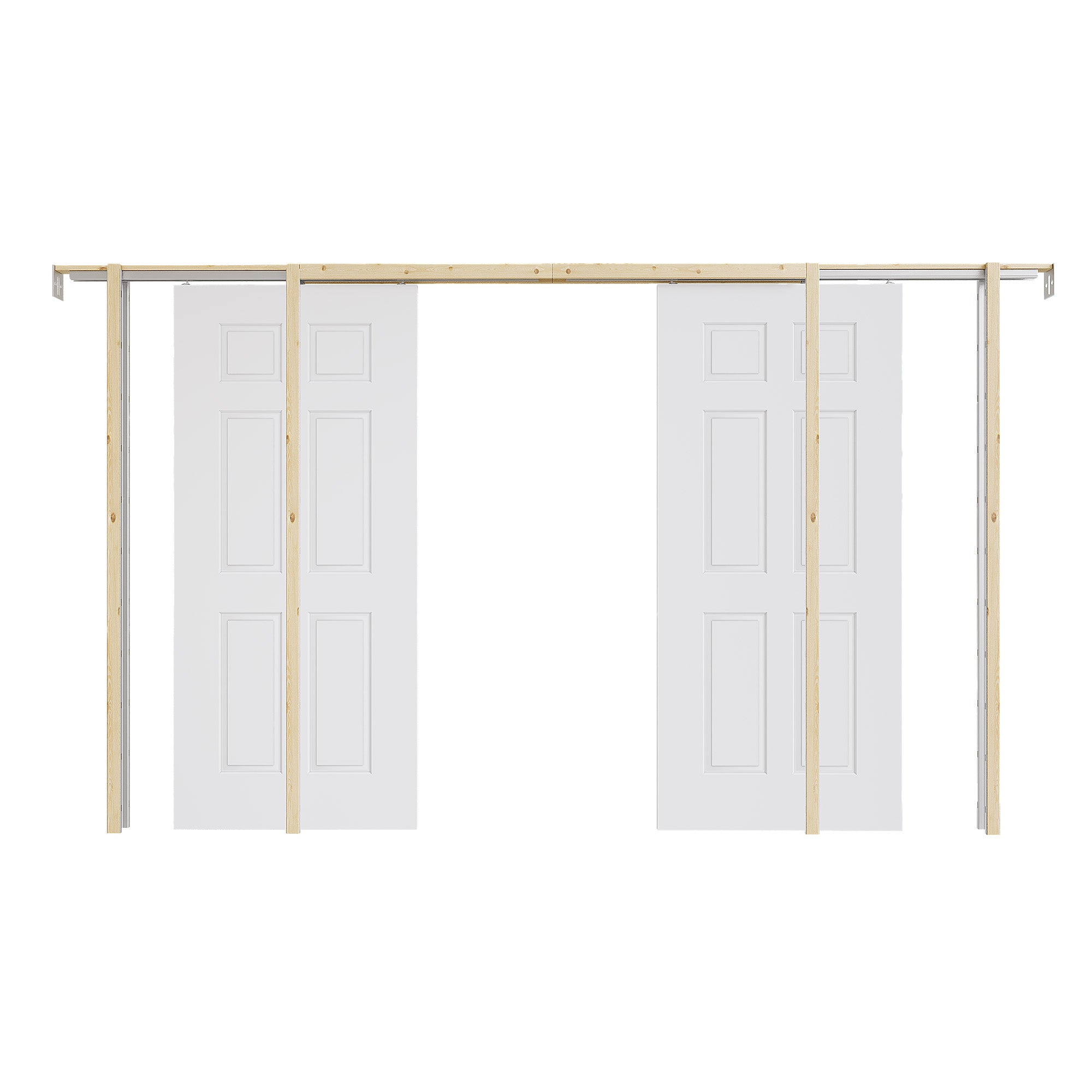 Ark Design Molded 6 Lite Panel Pocket Door with Hardware Kit & Soft Close & Frame, Solid Core MDF Wood & Paint-grade Finished, White