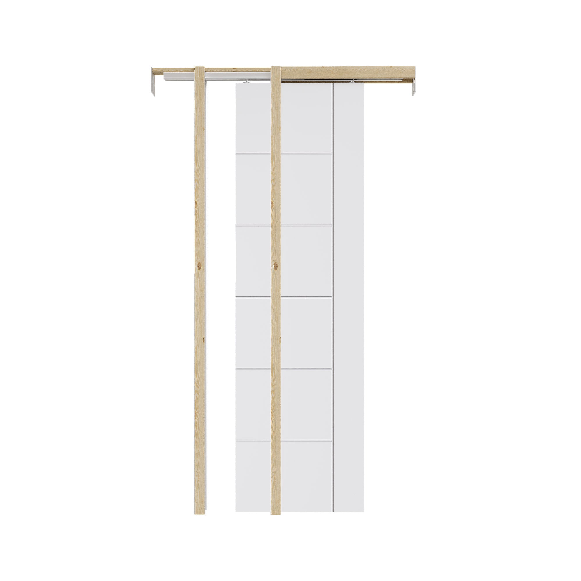 Ark Design Molded 6  Panel Modern Pocket Door with Hardware Kit & Soft Close & Frame, Solid Core MDF Wood & Paint-grade Finished, White