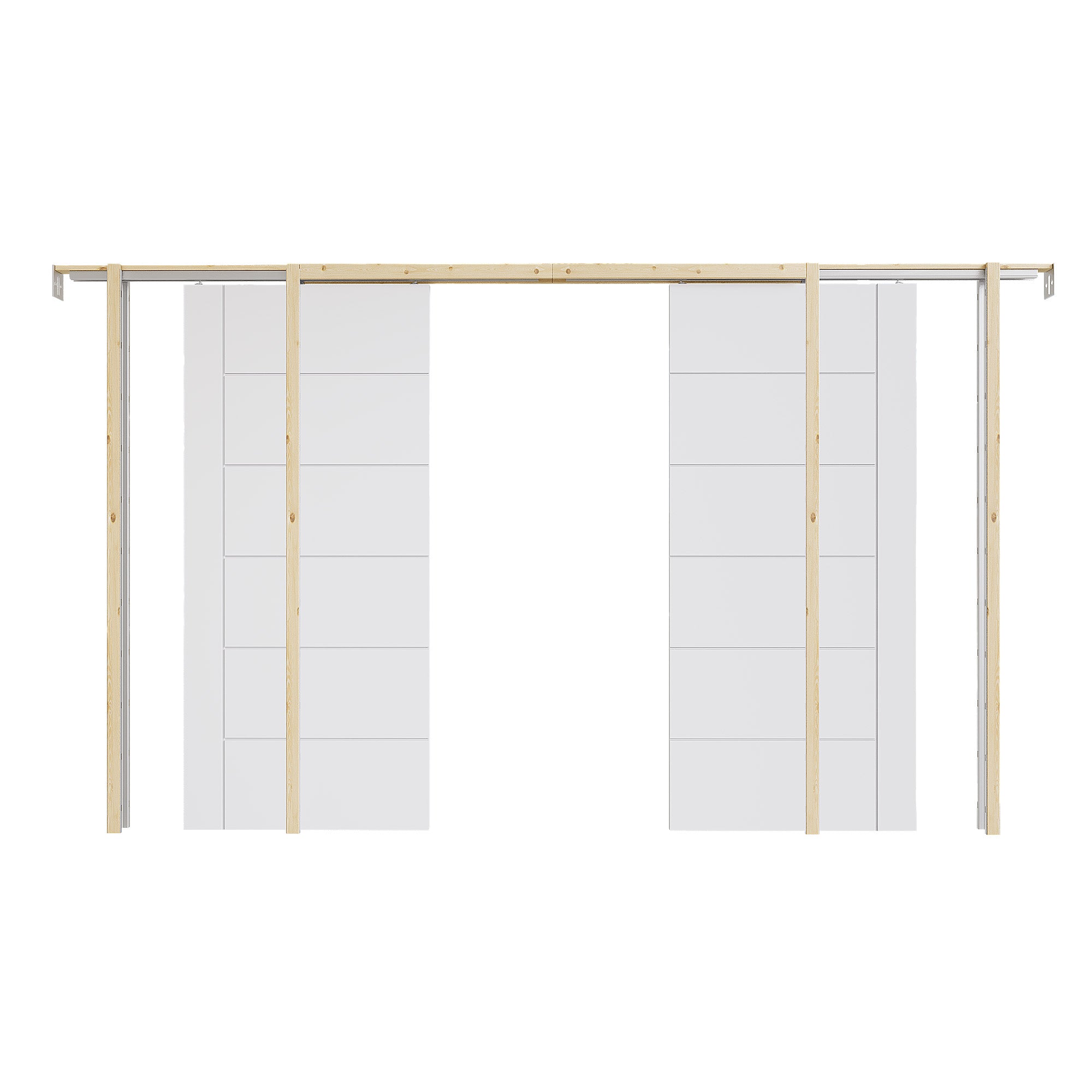 Ark Design Molded 6  Panel Modern Pocket Door with Hardware Kit & Soft Close & Frame, Solid Core MDF Wood & Paint-grade Finished, White