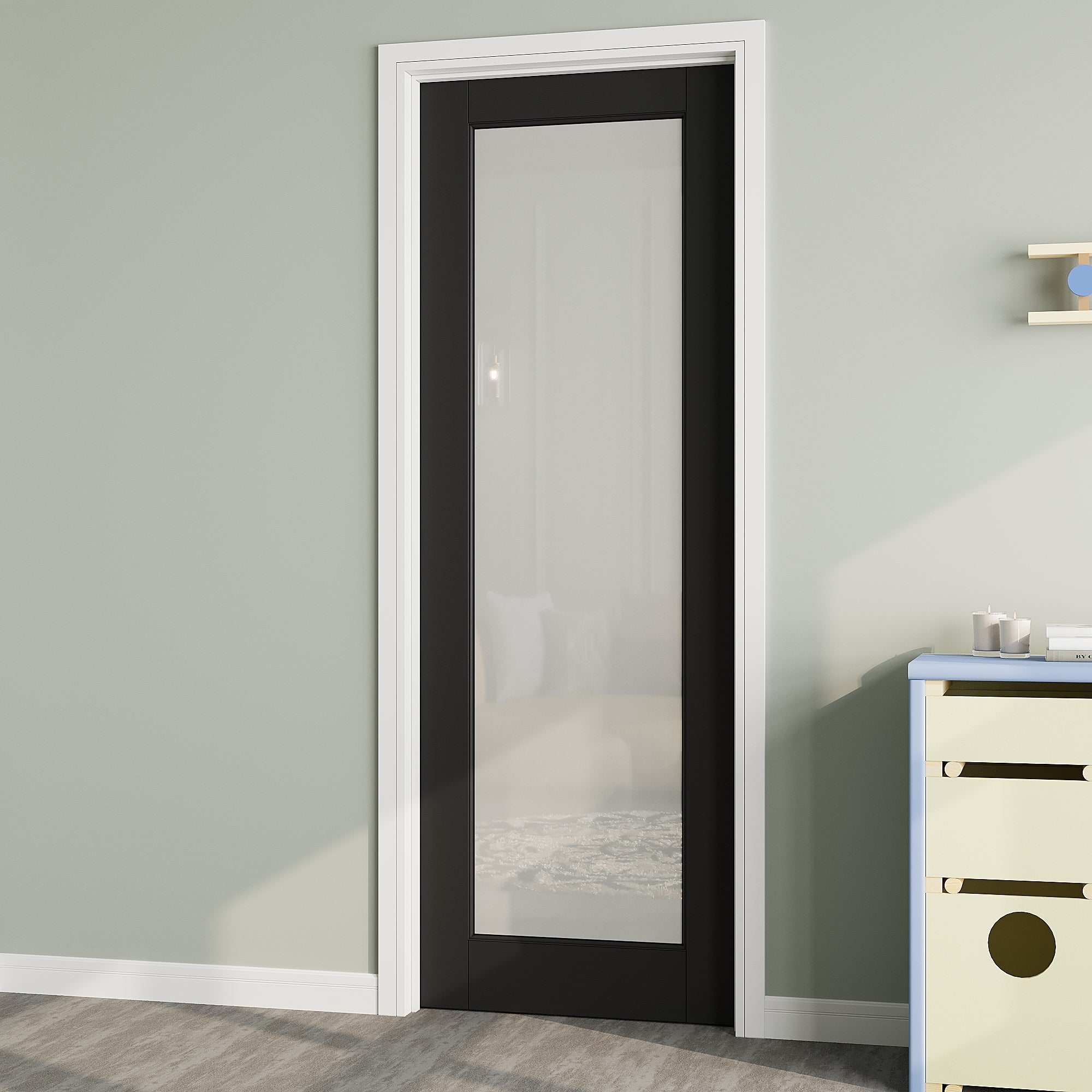 Ark Design Frosted Glass Door Slab with/without Prehung Kit, Black