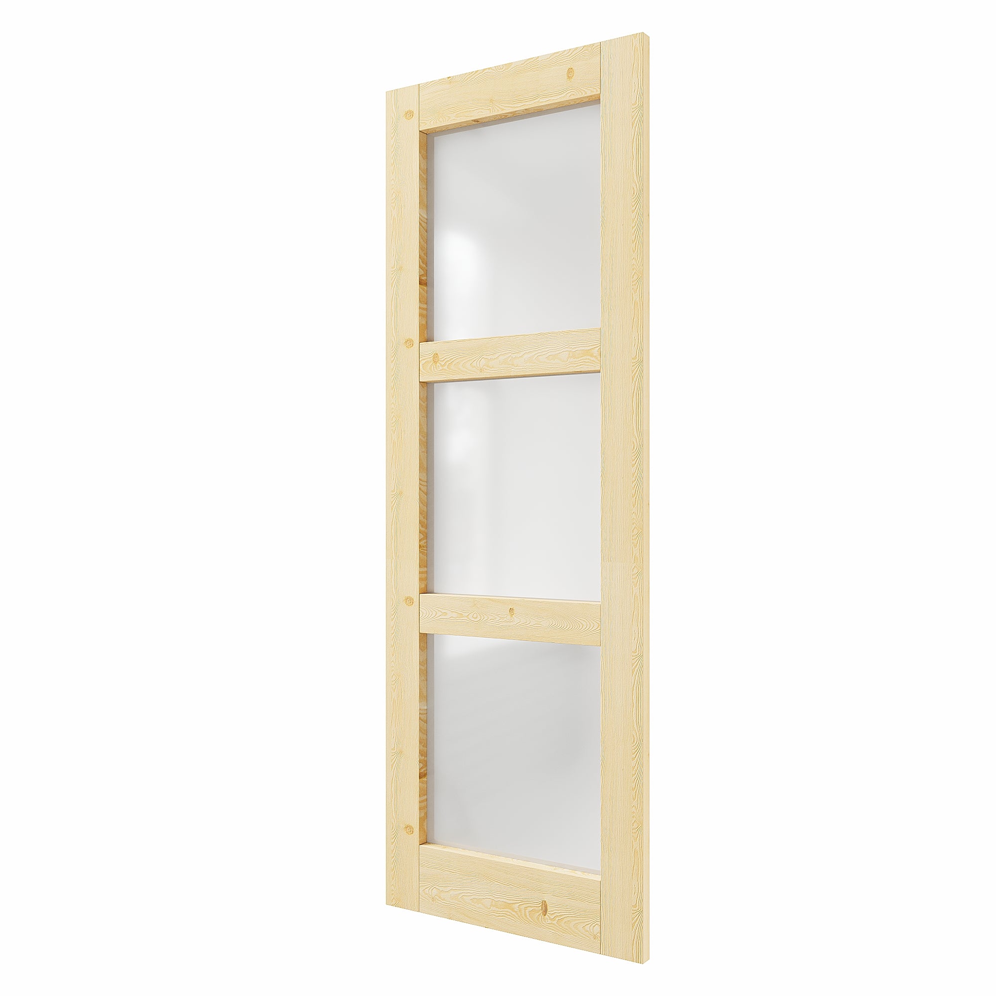 Ark Design Unfinished Solid Core Pine Wood 3-Lite Tempered Frosted Glass Interior Door Slab with/without Prehung Kit