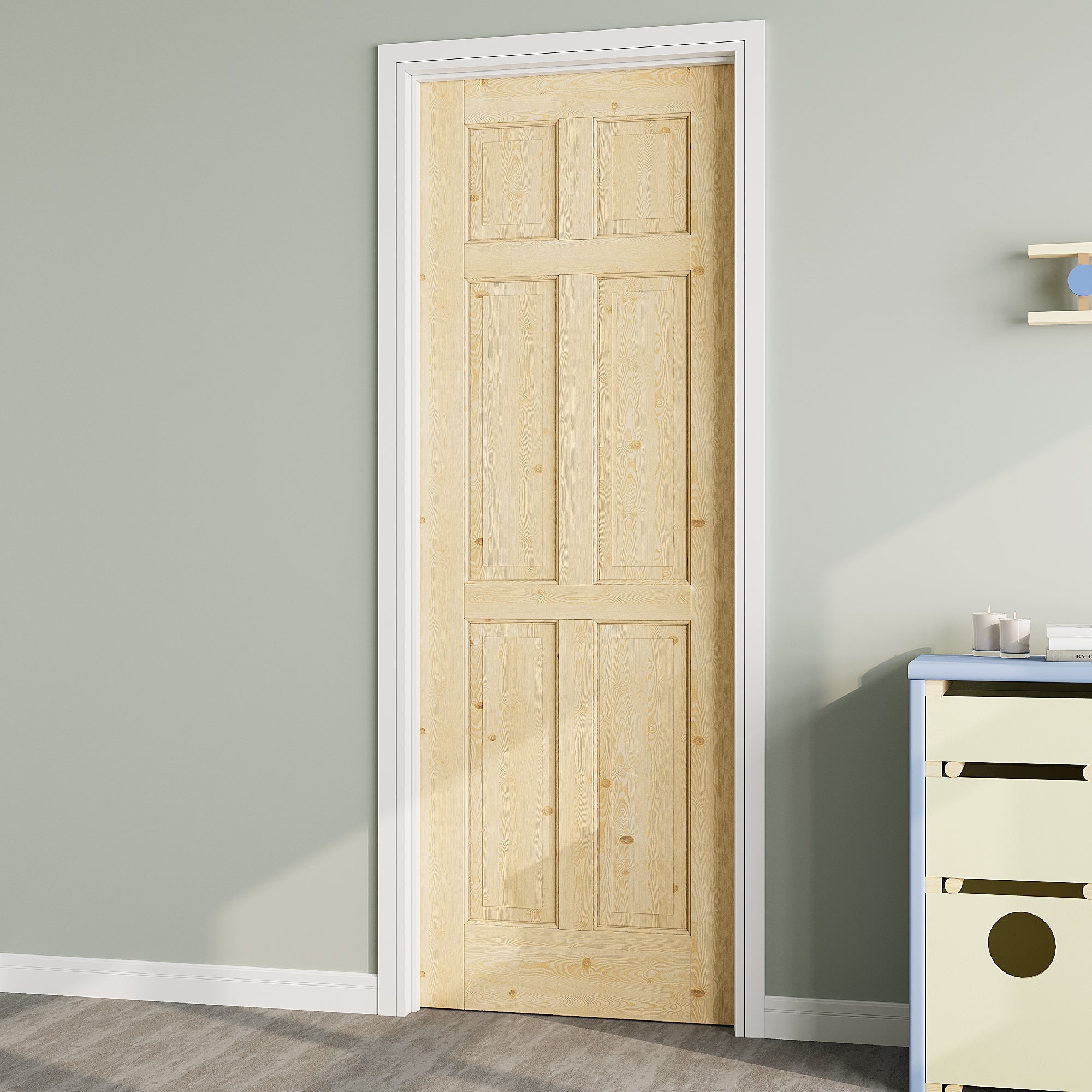 Ark Design 6-Panel Solid Core Unfinished Pine Wood Door Slab, with/without Prehung Kit