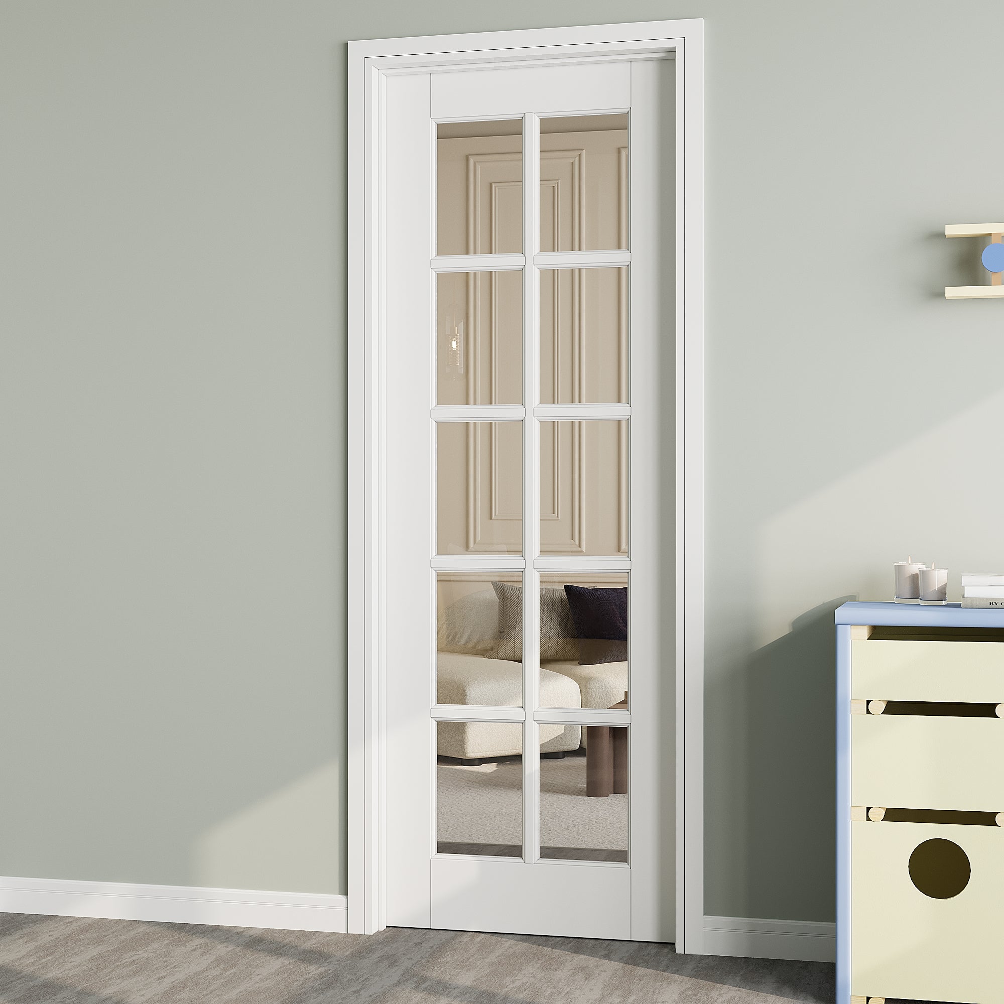 Ark Design 10-Lite Clear Glass Door Slab with/without Prehung Kit, White