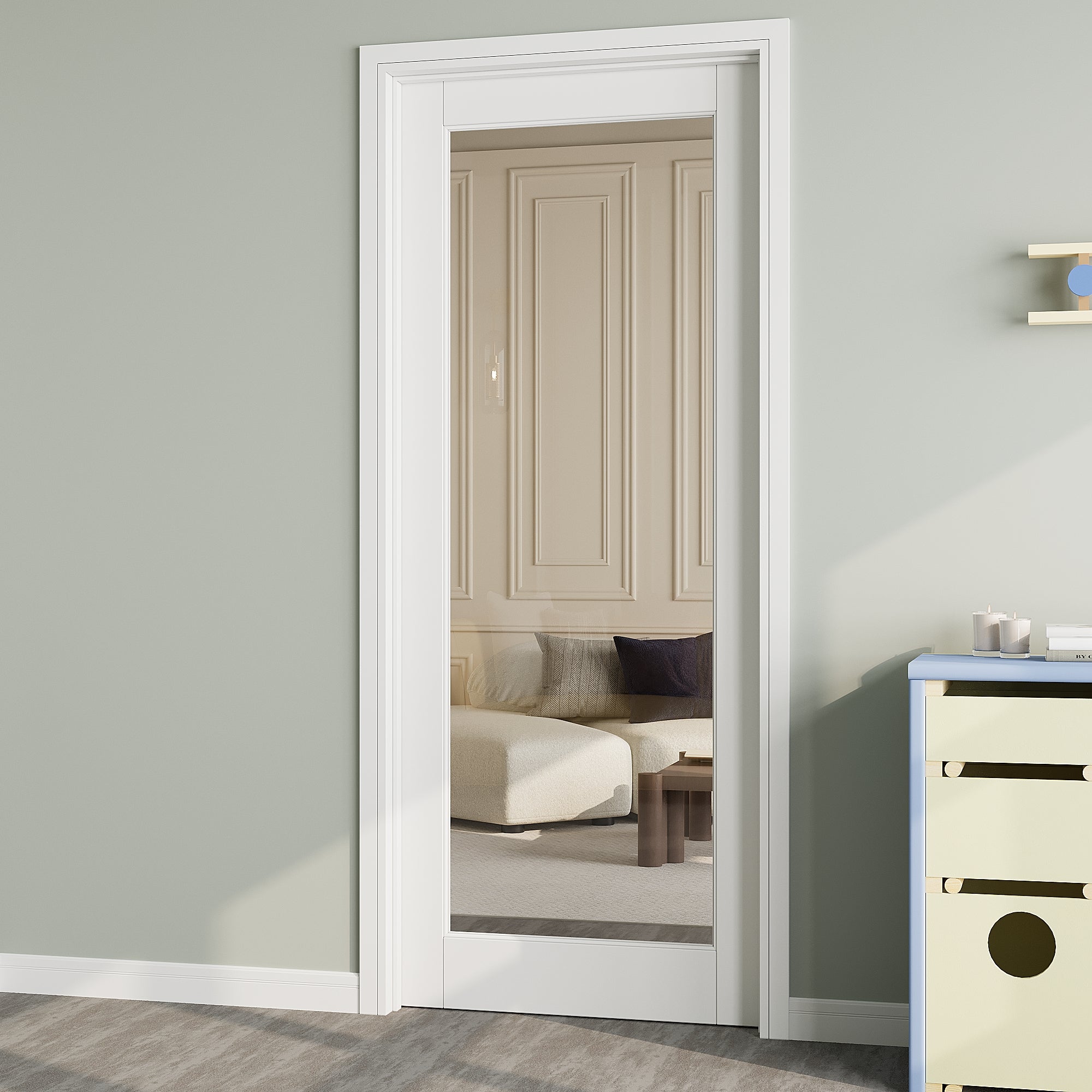 Ark Design 1-Lite Clear Glass Door Slab with/without Prehung Kit, White