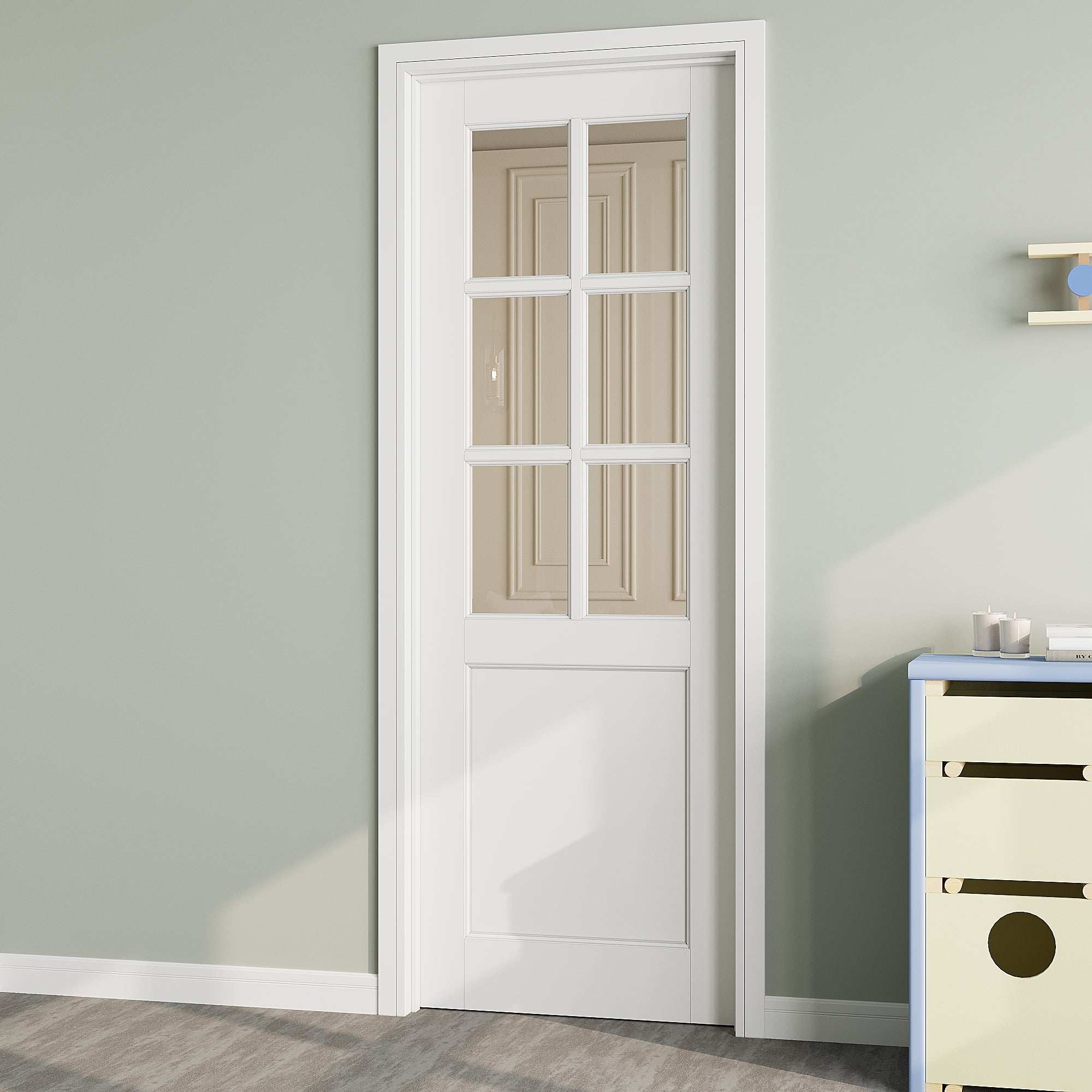 Ark Design 6-Lite Clear Glass Door Slab with/without Prehung Kit, White