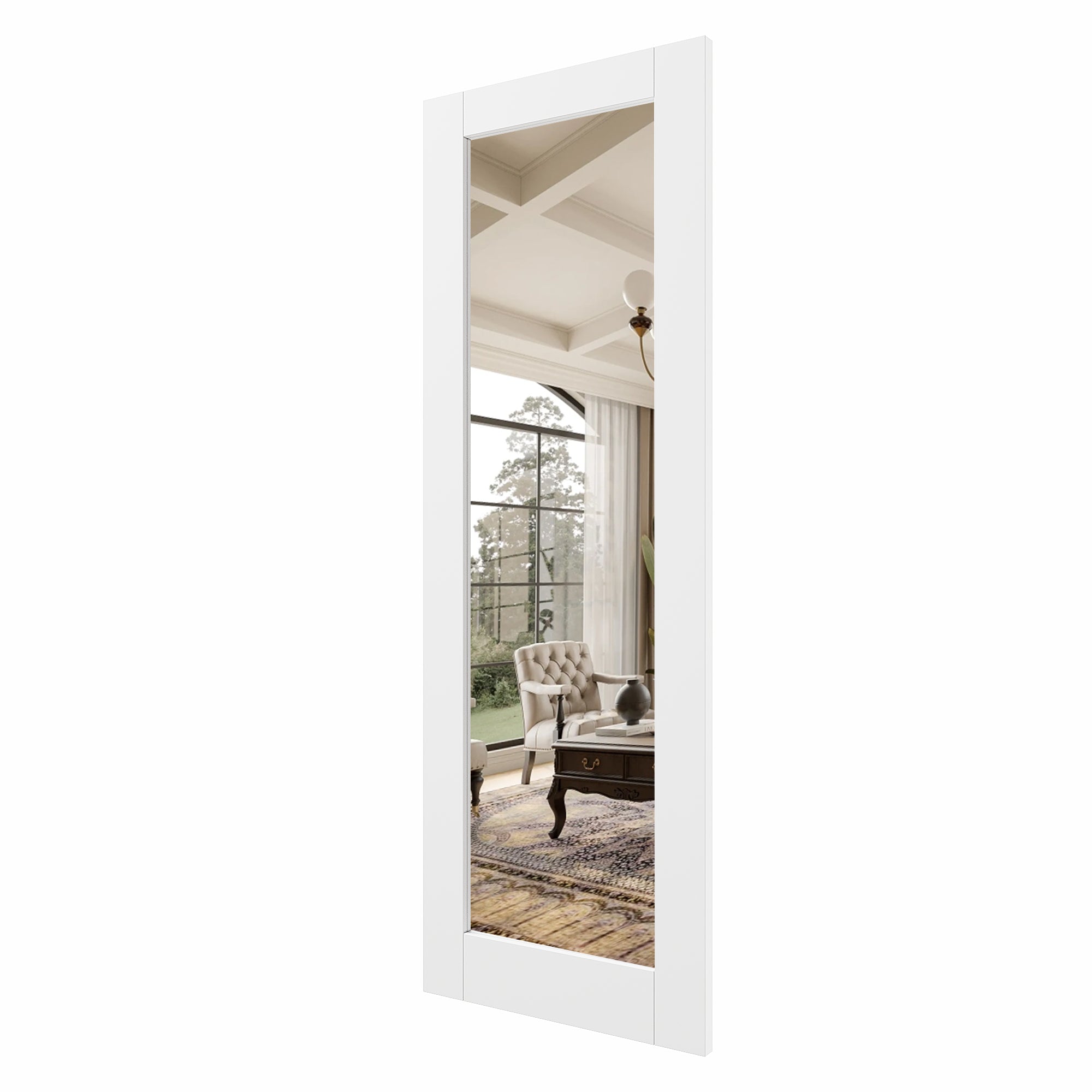 Ark Design 1-Lite One Side Mirror Door Slab with/without Prehung Kit, White