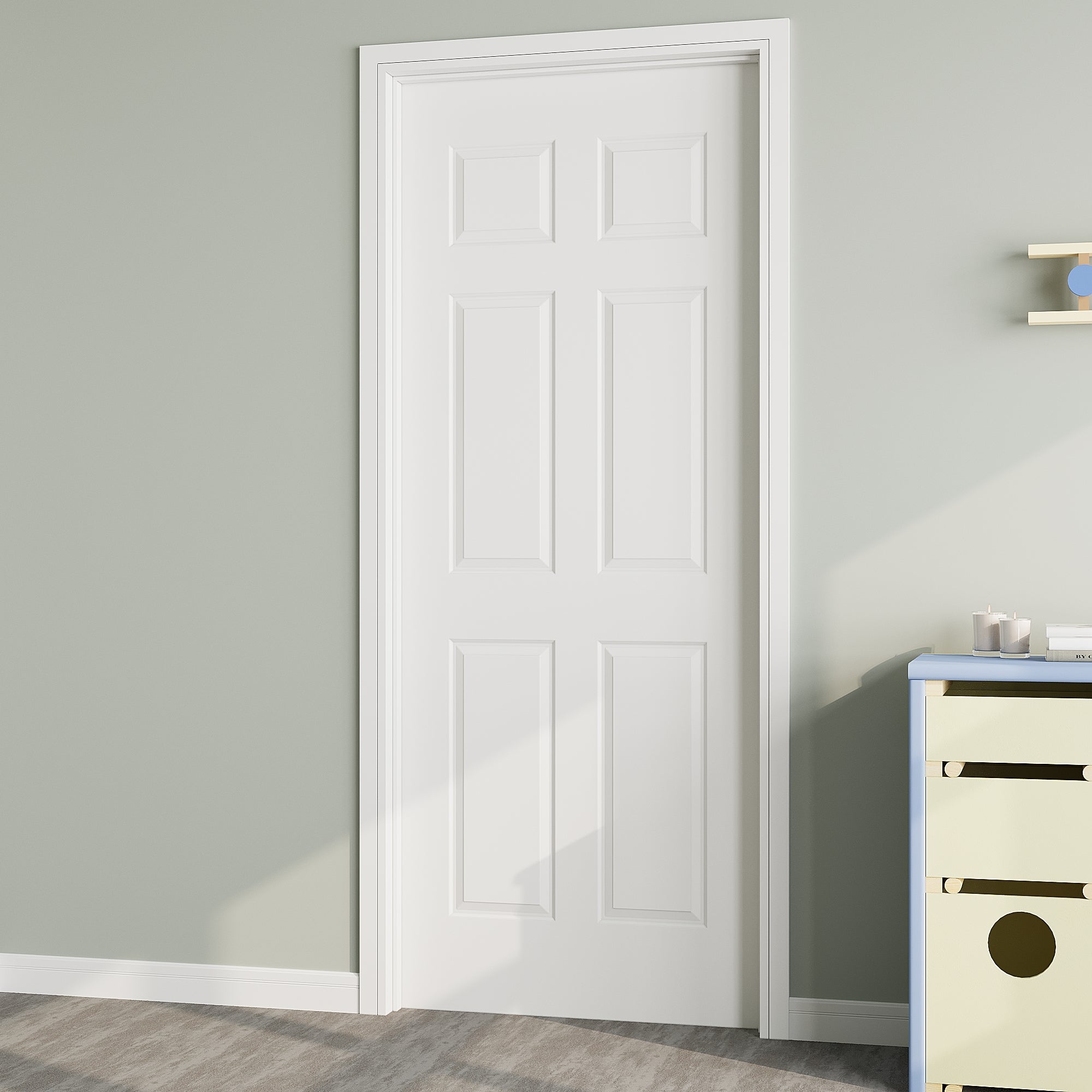Ark Design 6-Lite Panel Molded Door Slab with/without Prehung Kit, White