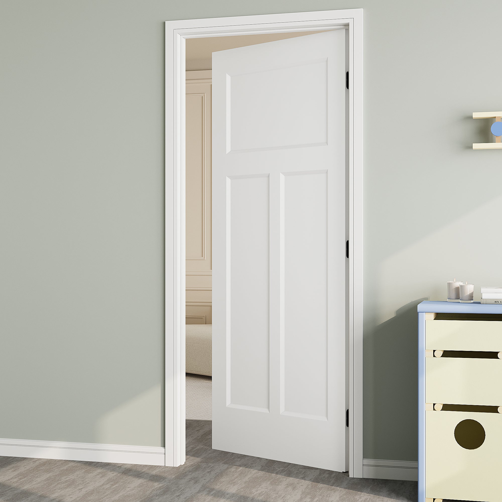 Ark Design T Shape  Panel Molded Door Slab with/without Prehung Kit, White