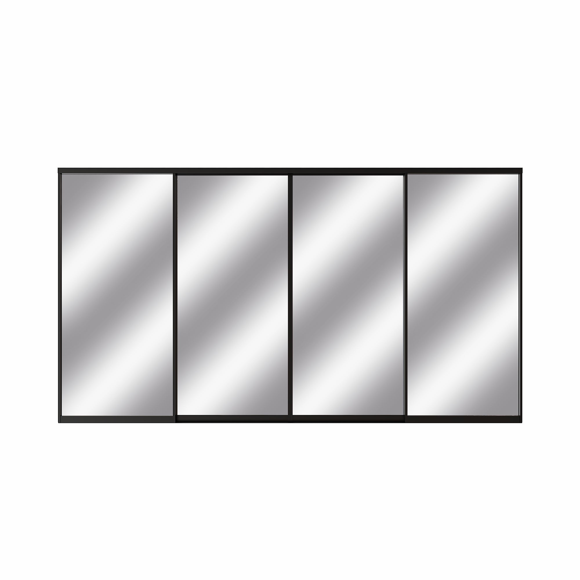 Ark Design 1-Lite High Definition Mirror Bypass Sliding Closet Door with Hardware Kit,Black Aluminum Frame