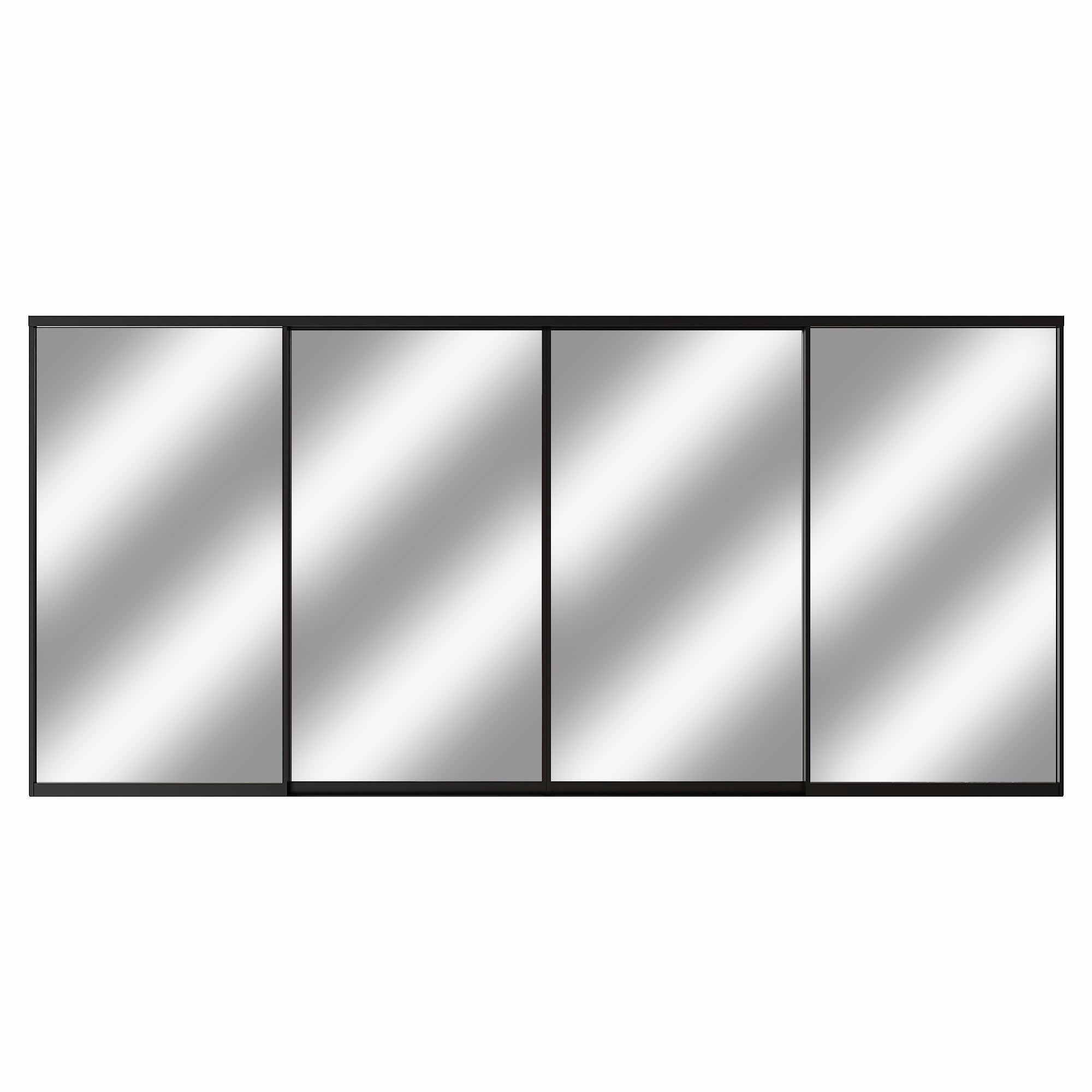 Ark Design 1-Lite High Definition Mirror Bypass Sliding Closet Door with Hardware Kit,Black Aluminum Frame