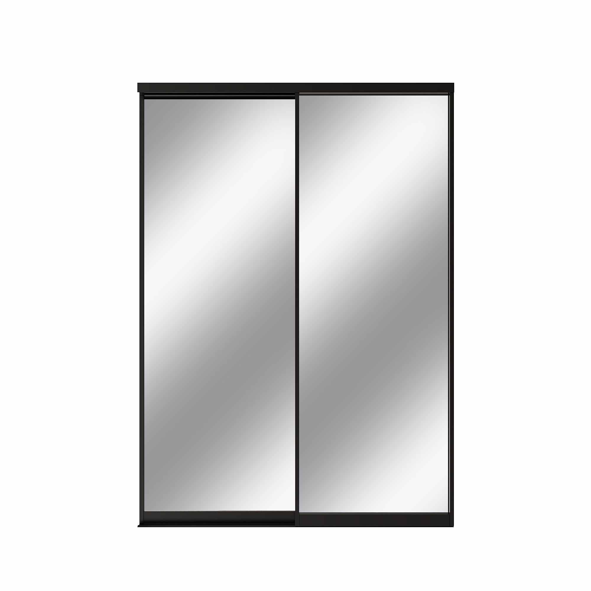 Ark Design 1-Lite High Definition Mirror Bypass Sliding Closet Door with Hardware Kit,Black Aluminum Frame