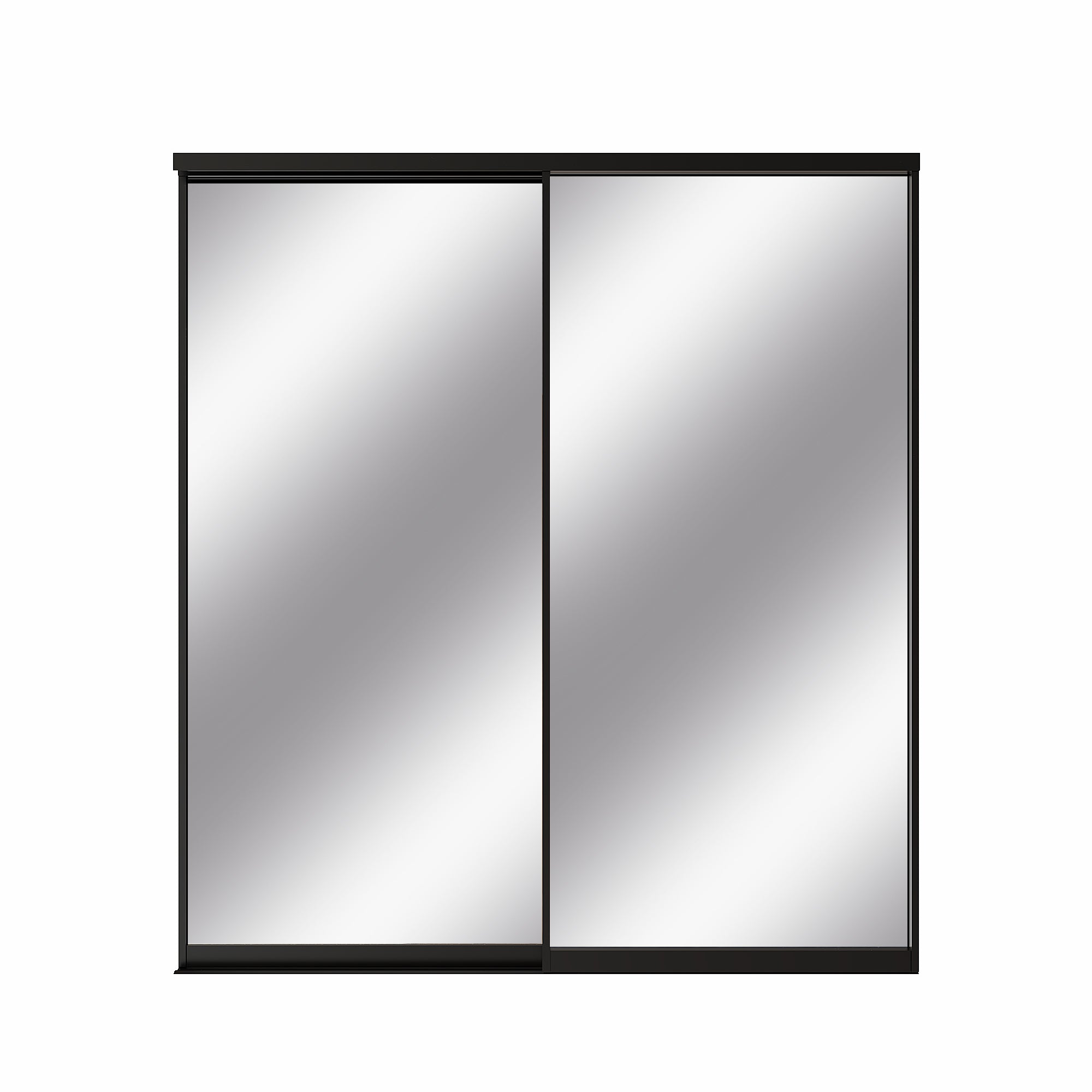 Ark Design 1-Lite High Definition Mirror Bypass Sliding Closet Door with Hardware Kit,Black Aluminum Frame