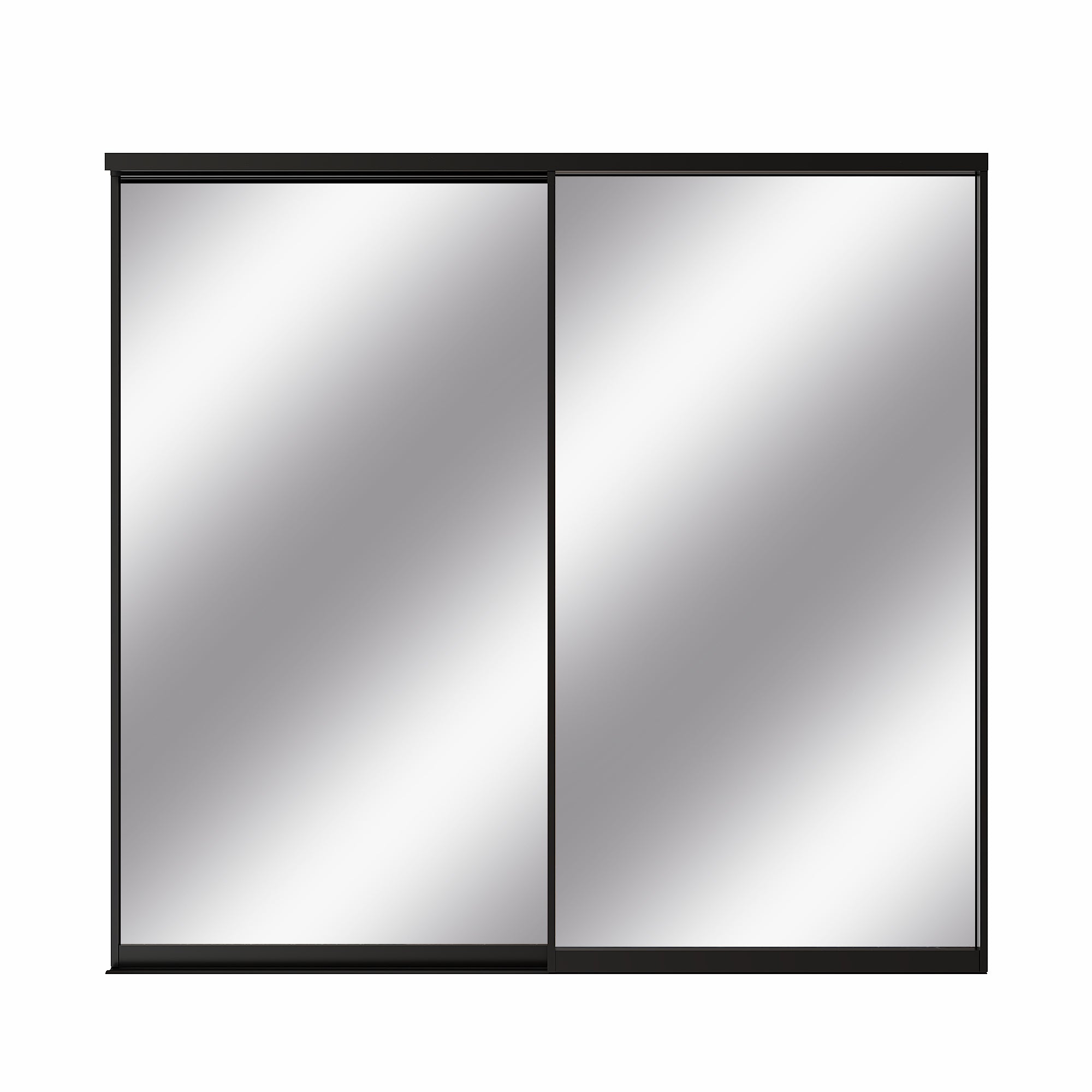 Ark Design 1-Lite High Definition Mirror Bypass Sliding Closet Door with Hardware Kit,Black Aluminum Frame