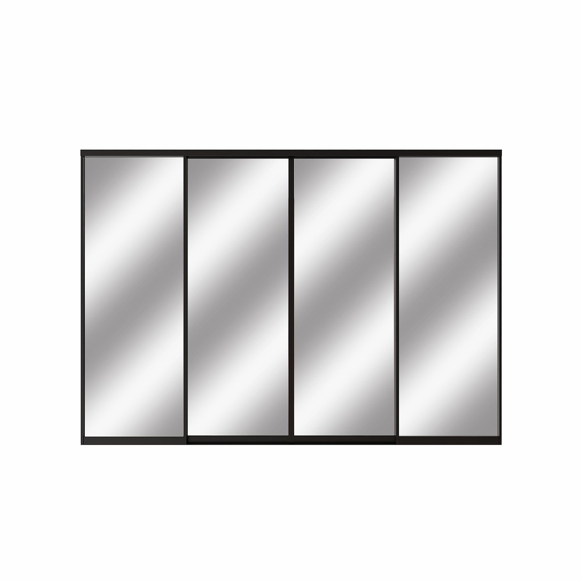 Ark Design 1-Lite High Definition Mirror Bypass Sliding Closet Door with Hardware Kit,Black Aluminum Frame