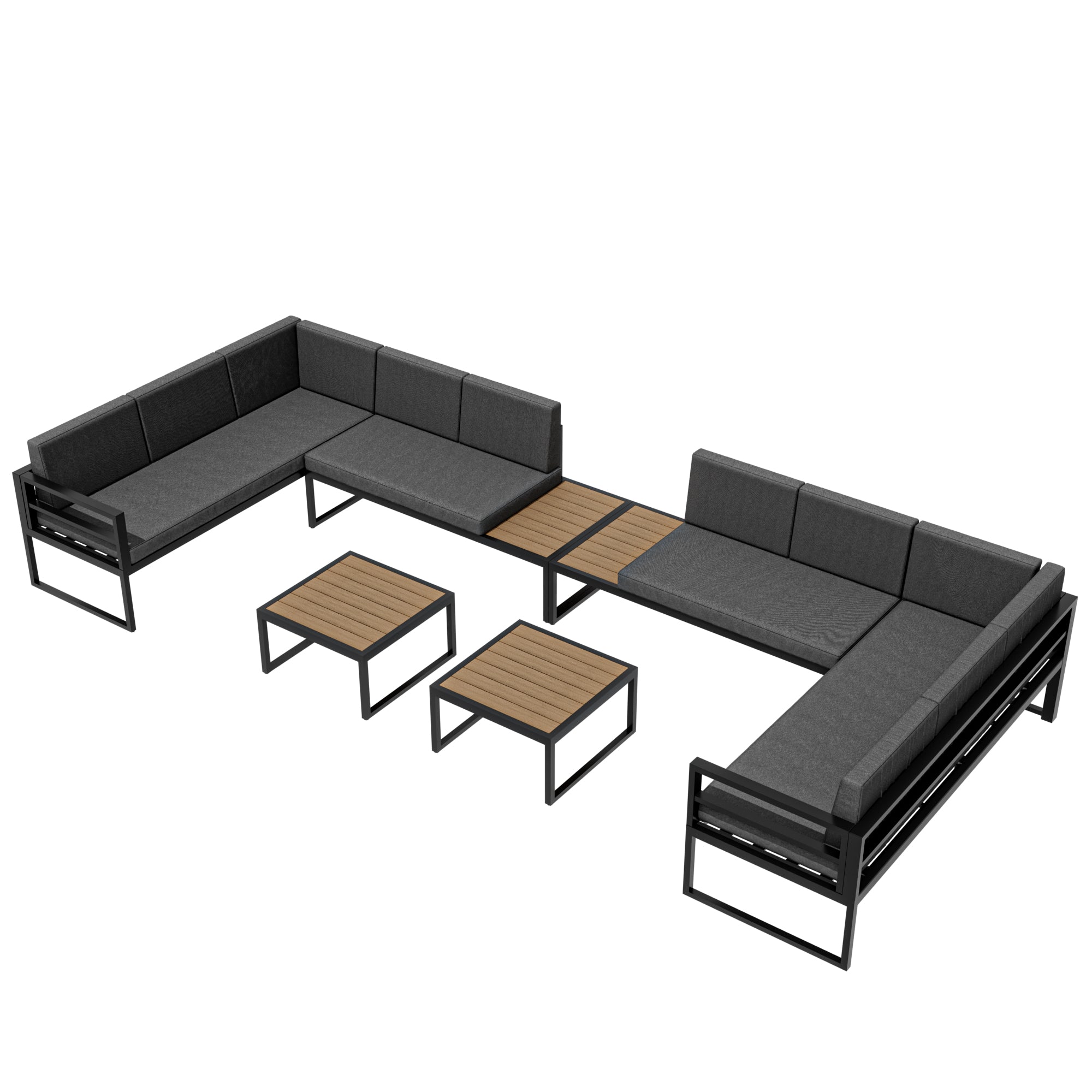 Ark Design 6 Piece Ready-to-Assemble Aluminum Patio Furniture Set Outdoor with Thicken Cushion Covers, Aluminum Gray Sofa Set, Seating Conversation Set with Coffee Table, Waterproof & Washable, with Dust Cover Option