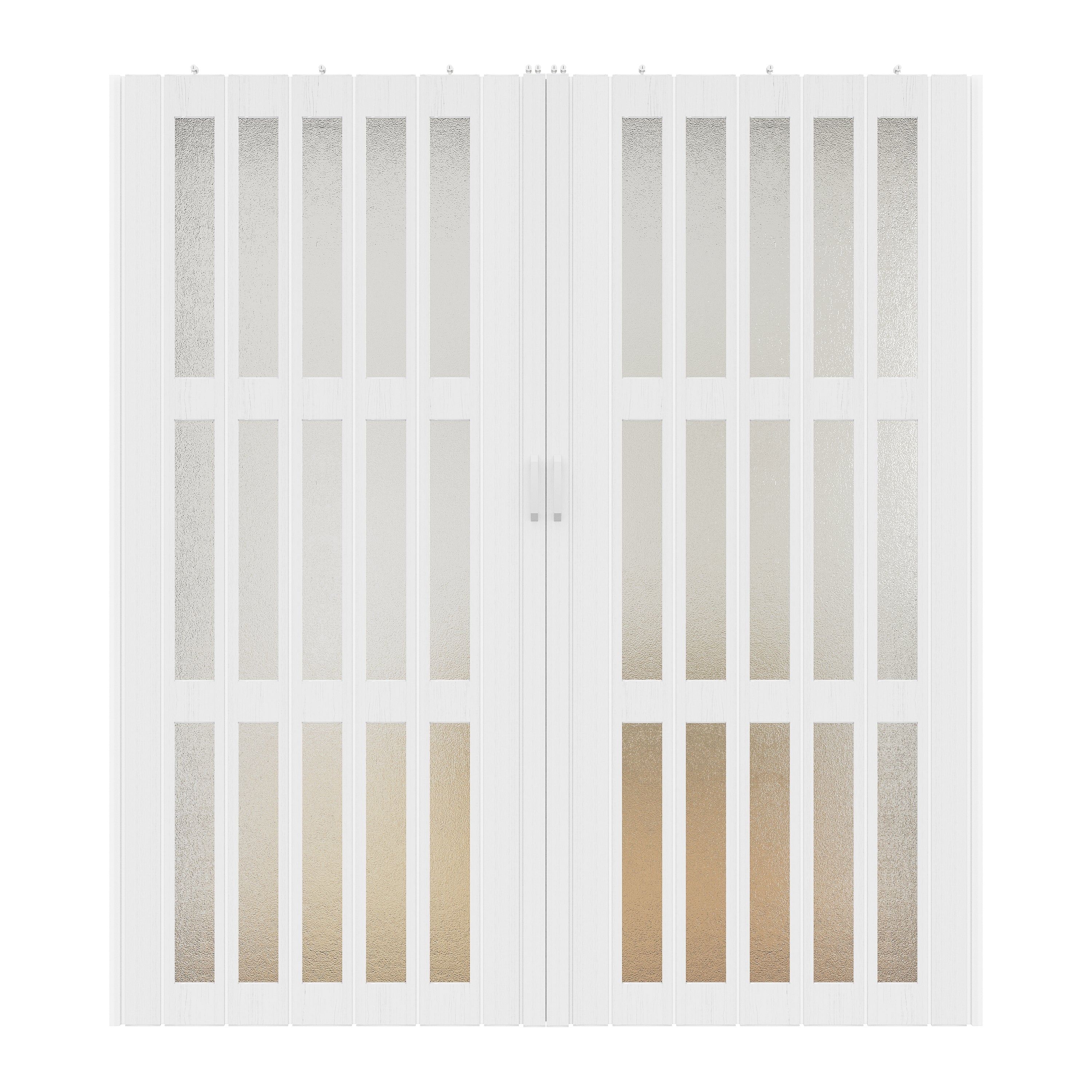 Ark Design Upgrade Dual Layer Vinyl Accordion Door with Handles and Magnetic Door Lock, 3-Lite Acrylic Glass