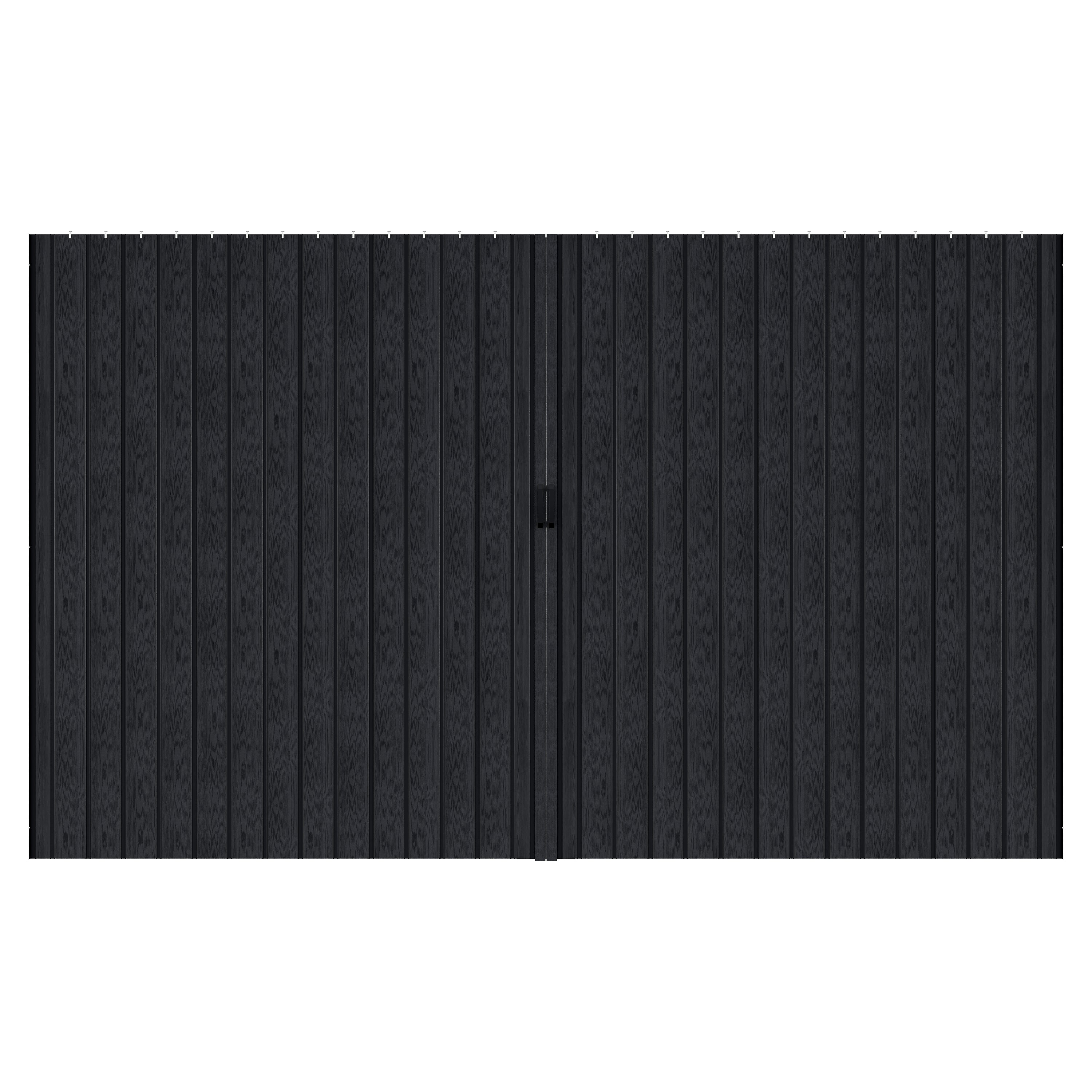 Ark Design Upgrade Single Layer Trimmable Black Wood Grain Vinyl Accordion Door with Handles and Magnetic Door Lock