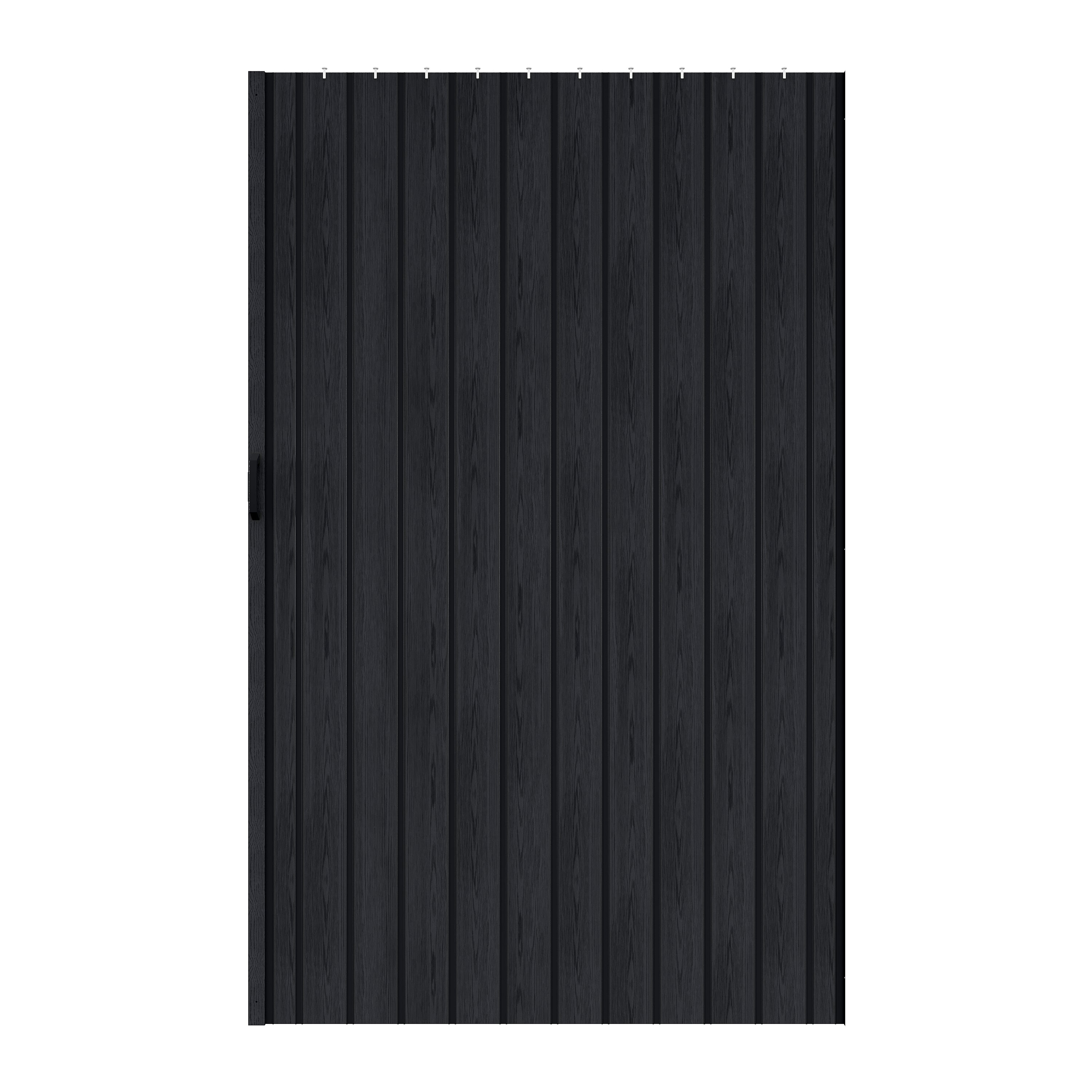 Ark Design Upgrade Single Layer Trimmable Black Wood Grain Vinyl Accordion Door with Handles and Magnetic Door Lock