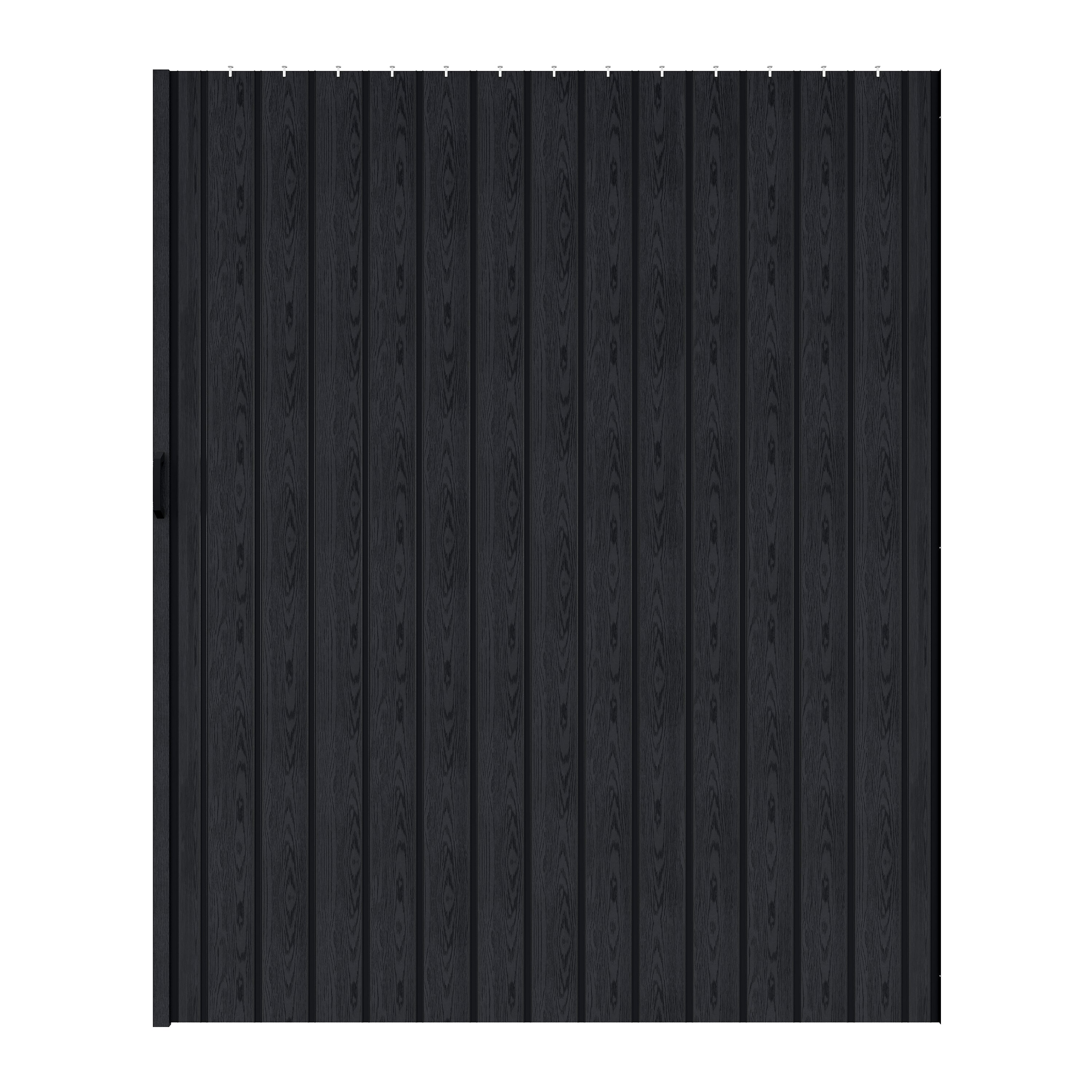 Ark Design Upgrade Single Layer Trimmable Black Wood Grain Vinyl Accordion Door with Handles and Magnetic Door Lock