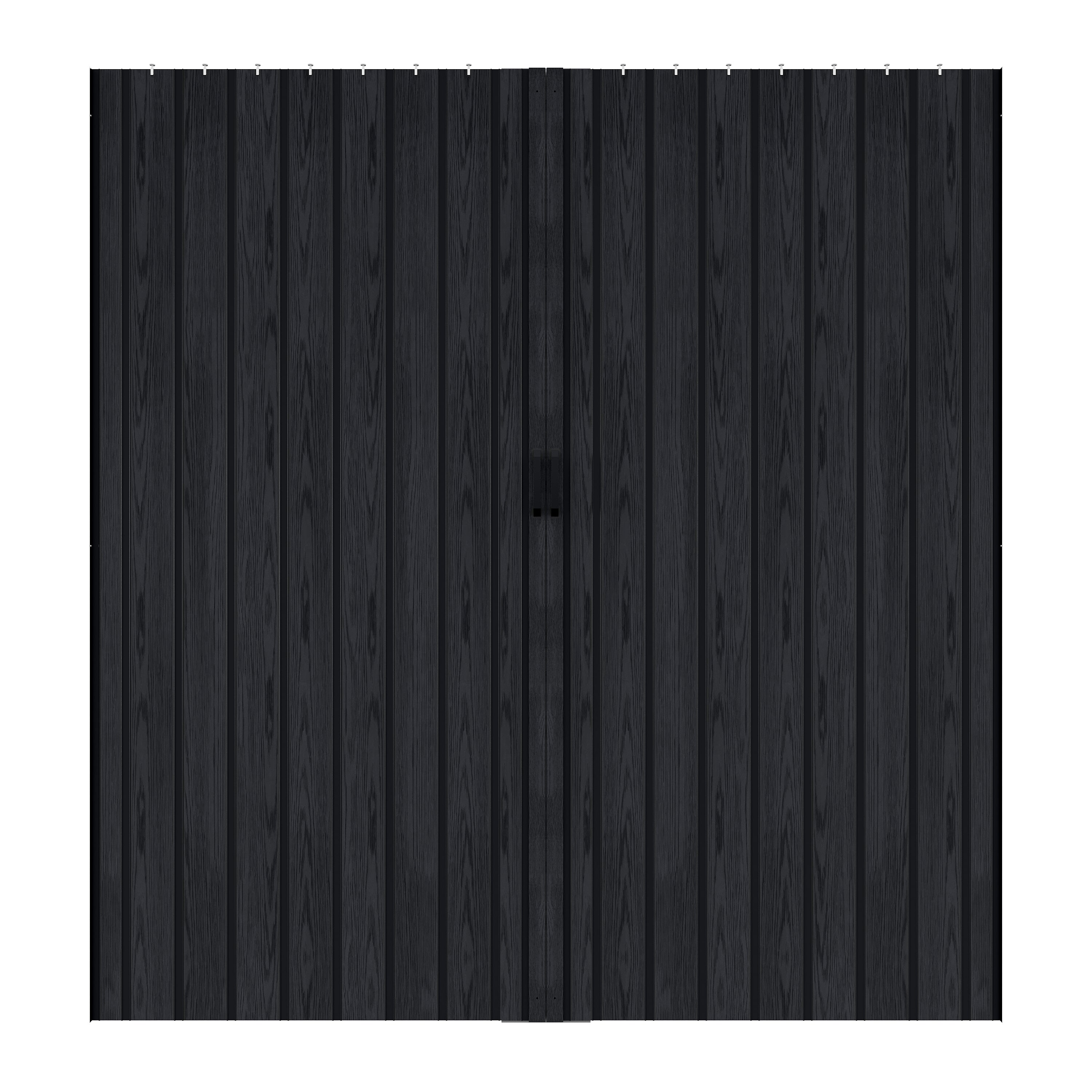 Ark Design Upgrade Single Layer Trimmable Black Wood Grain Vinyl Accordion Door with Handles and Magnetic Door Lock