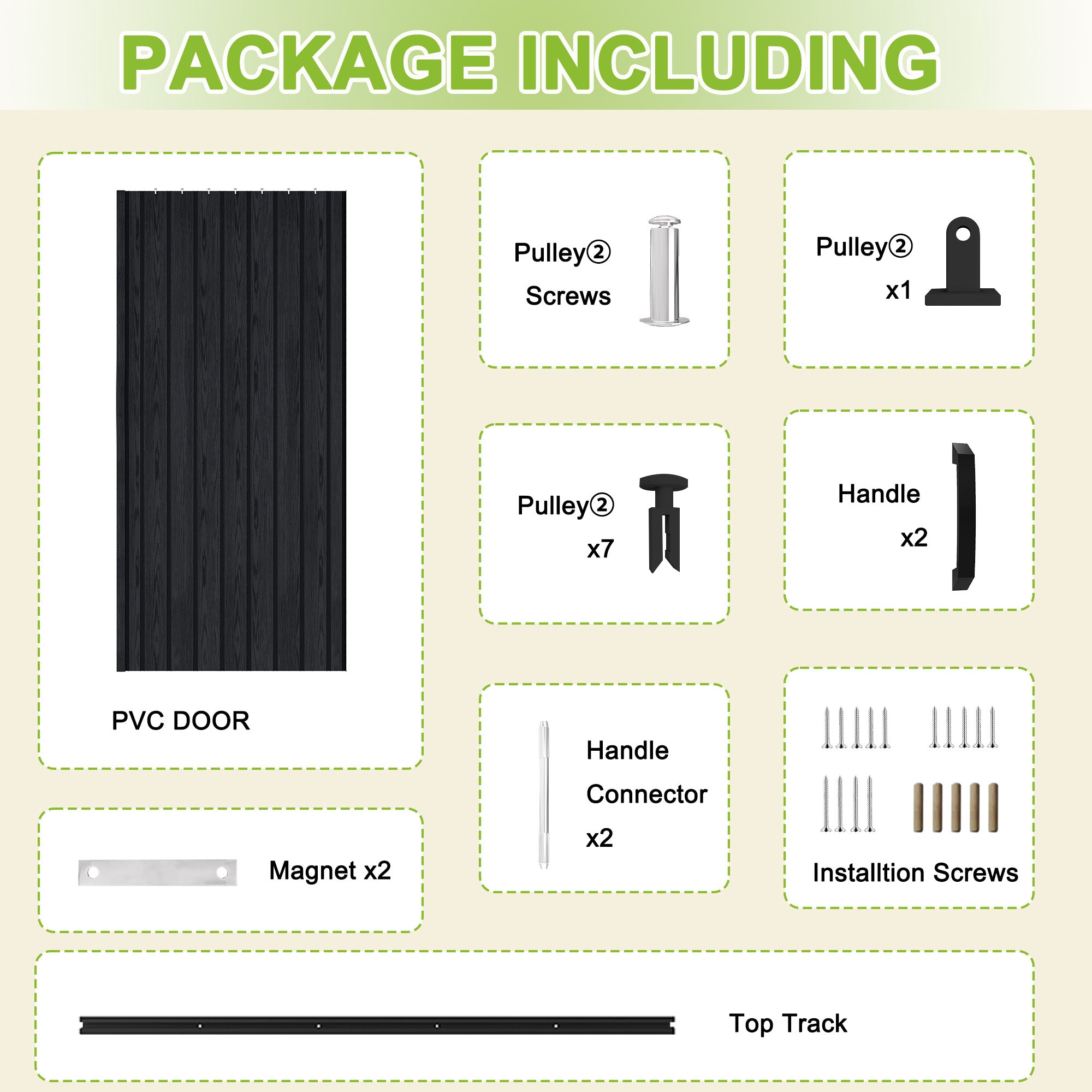 Ark Design Upgrade Single Layer Trimmable Black Wood Grain Vinyl Accordion Door with Handles and Magnetic Door Lock
