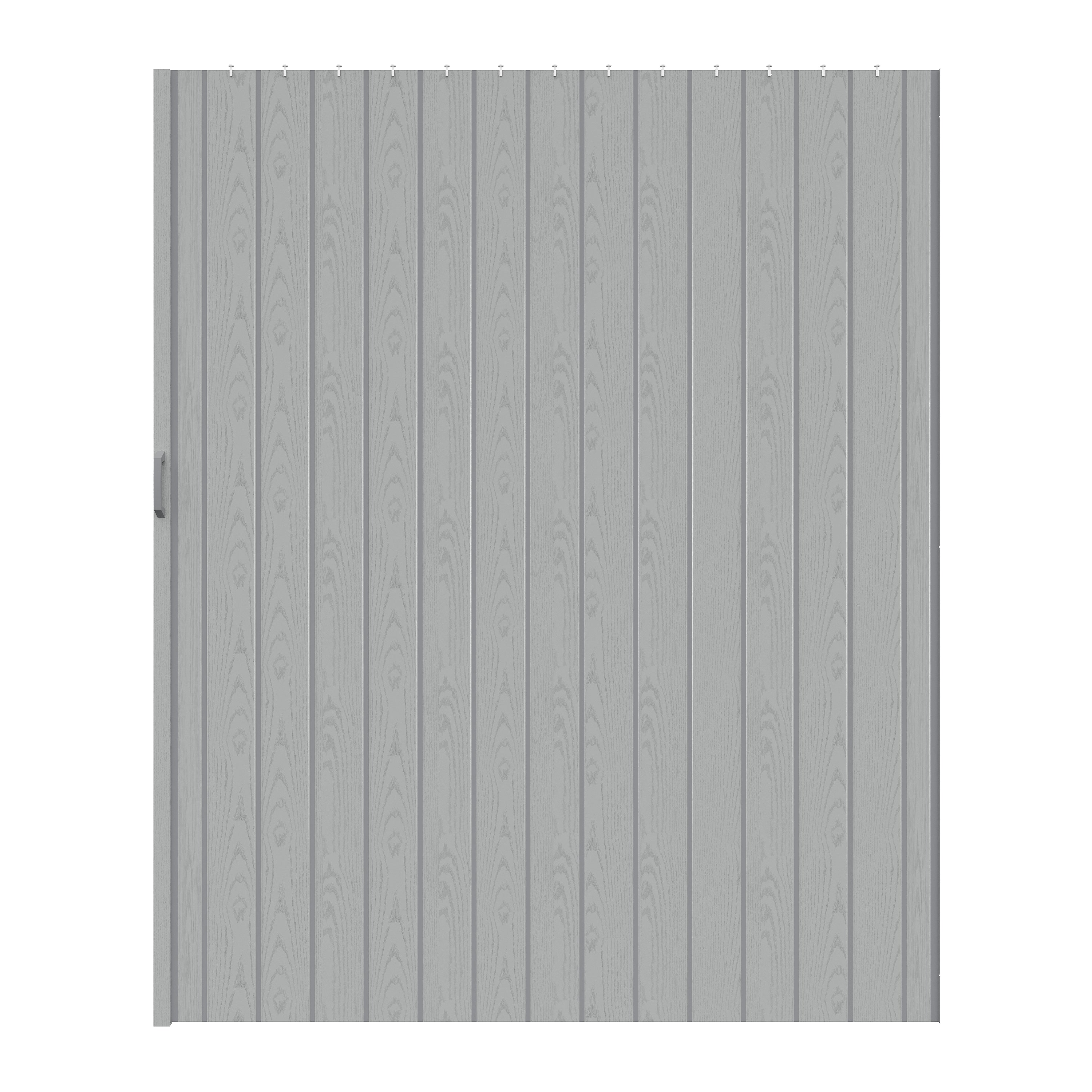 Ark Design Upgrade Single Layer Trimmable Gray Wood Grain Vinyl Accordion Door with Handles and Magnetic Door Lock