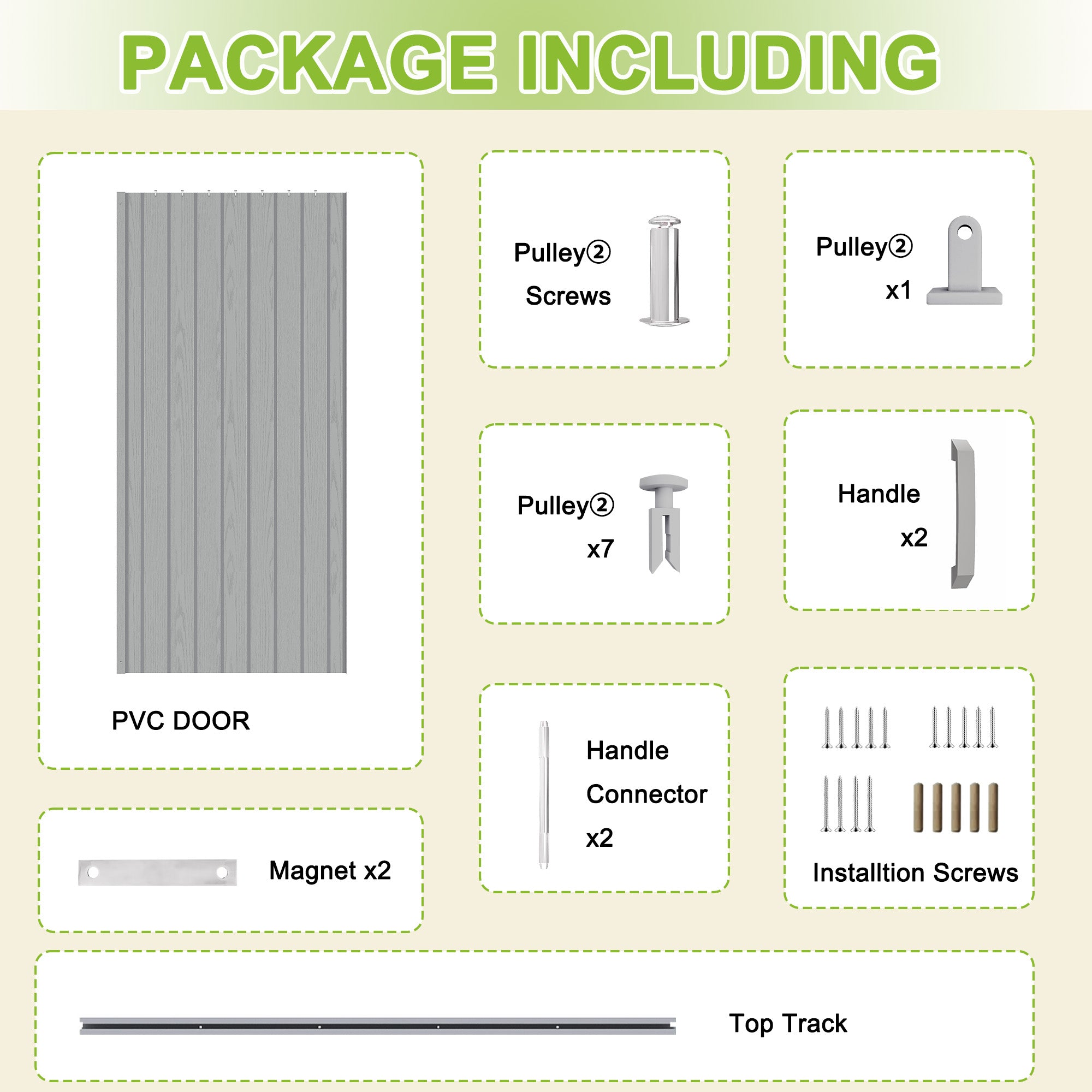 Ark Design Upgrade Single Layer Trimmable Gray Wood Grain Vinyl Accordion Door with Handles and Magnetic Door Lock