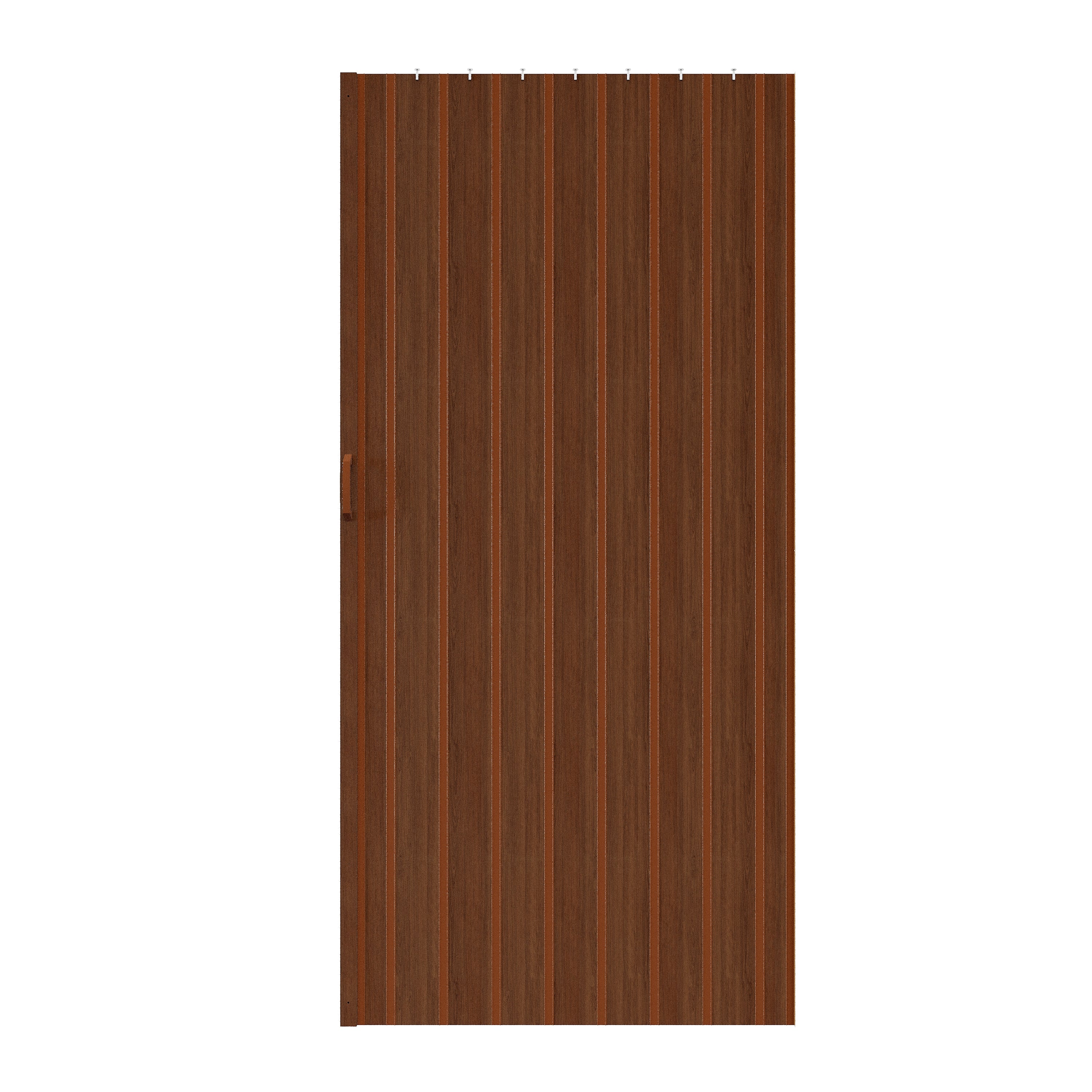 Ark Design Upgrade Single Layer Trimmable Walnut Vinyl Accordion Door with Handles and Magnetic Door Lock