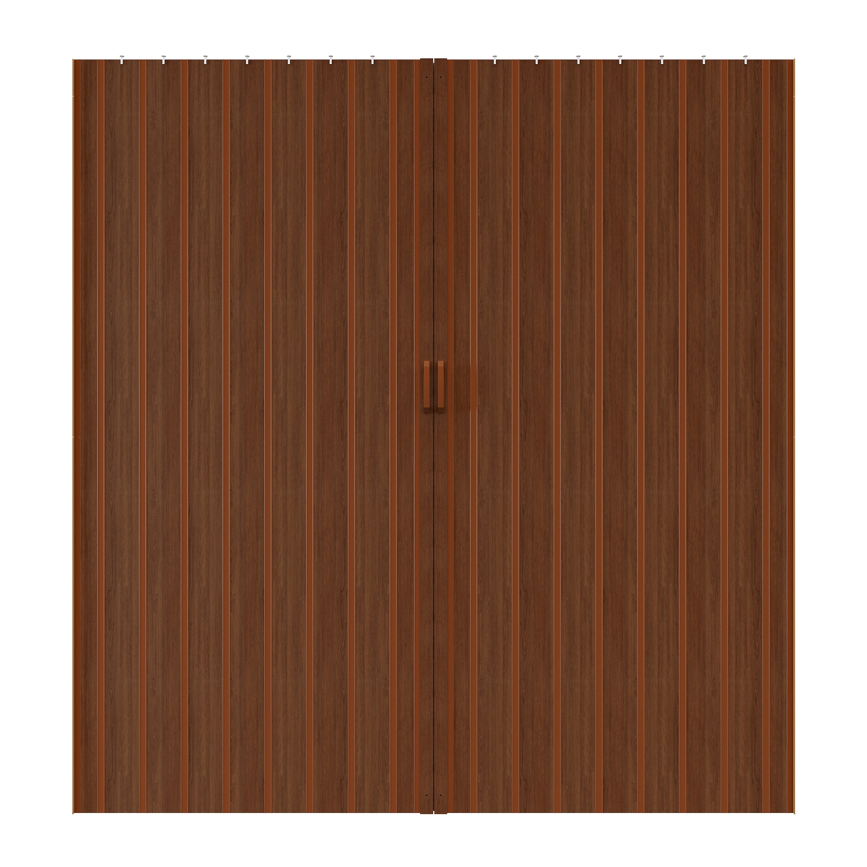 Ark Design Upgrade Single Layer Trimmable Walnut Vinyl Accordion Door with Handles and Magnetic Door Lock