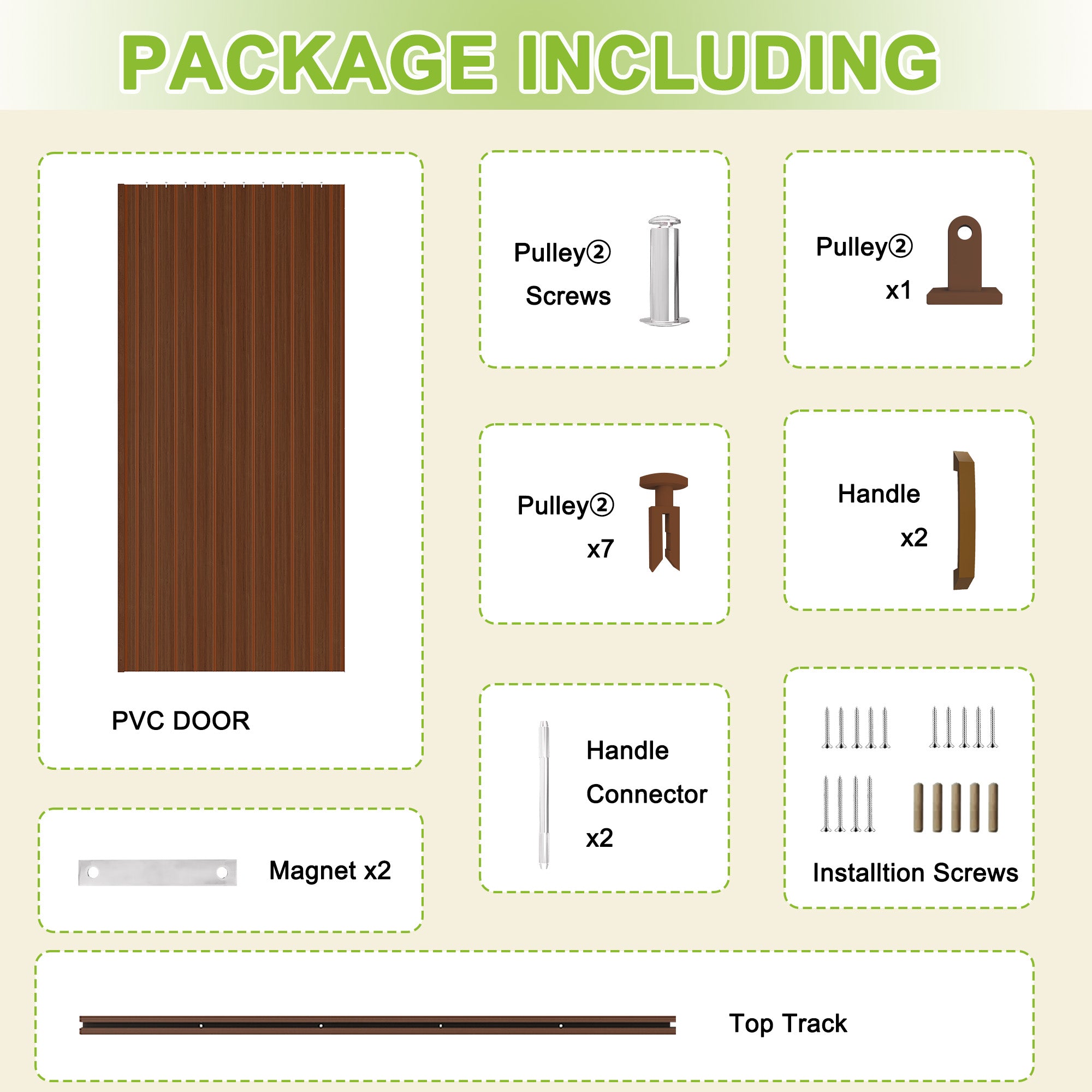 Ark Design Upgrade Single Layer Trimmable Walnut Vinyl Accordion Door with Handles and Magnetic Door Lock