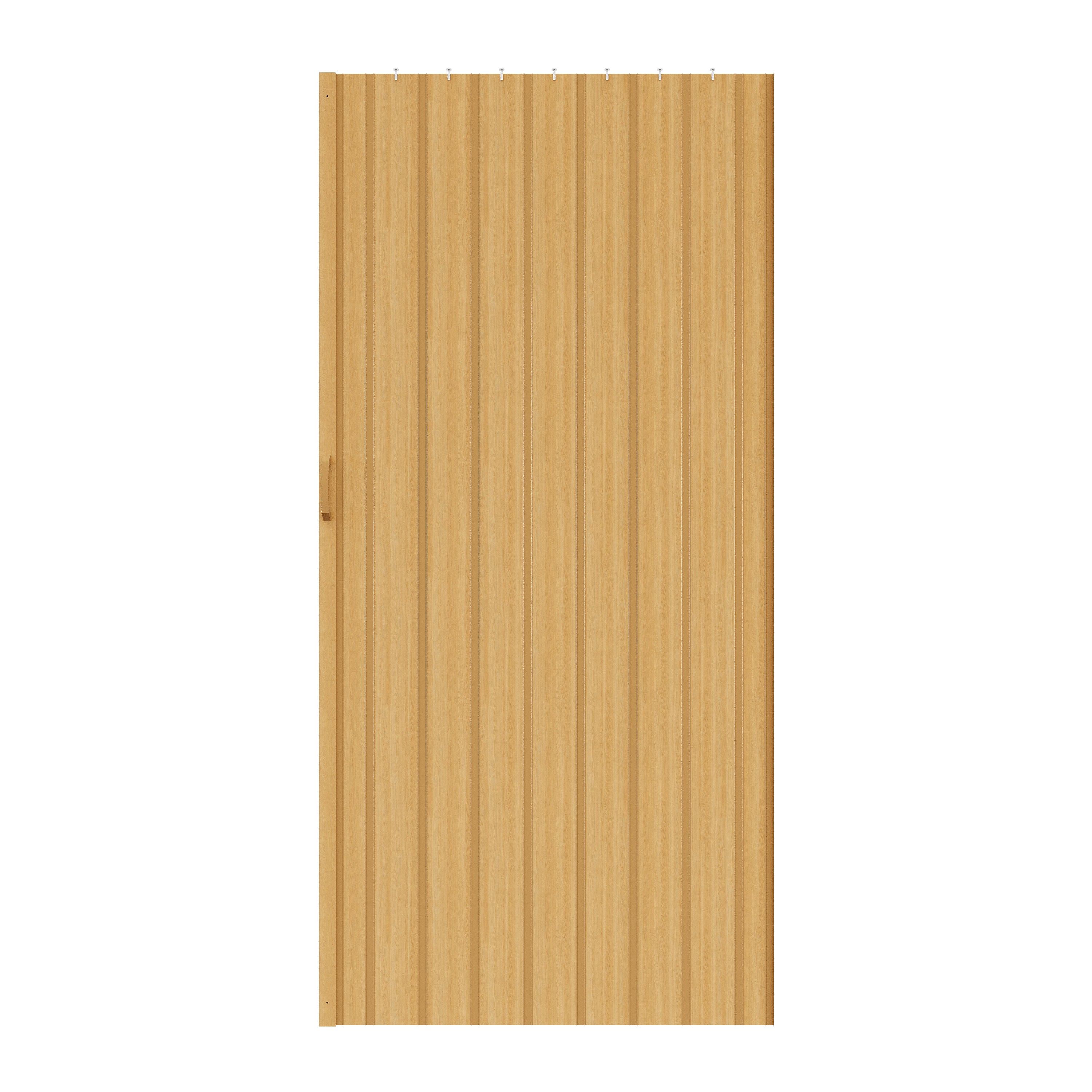 Ark Design Upgrade Single Layer Trimmable Oak Vinyl Accordion Door with Handles and Magnetic Door Lock