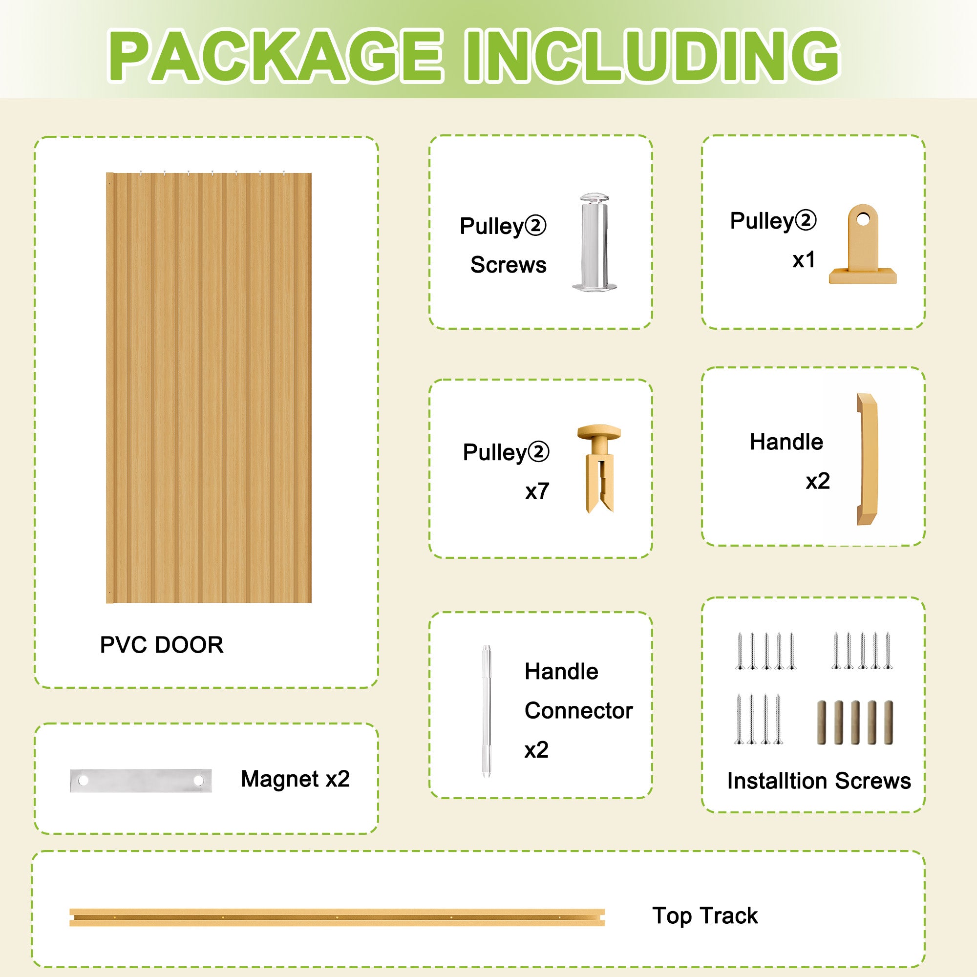 Ark Design Upgrade Single Layer Trimmable Oak Vinyl Accordion Door with Handles and Magnetic Door Lock