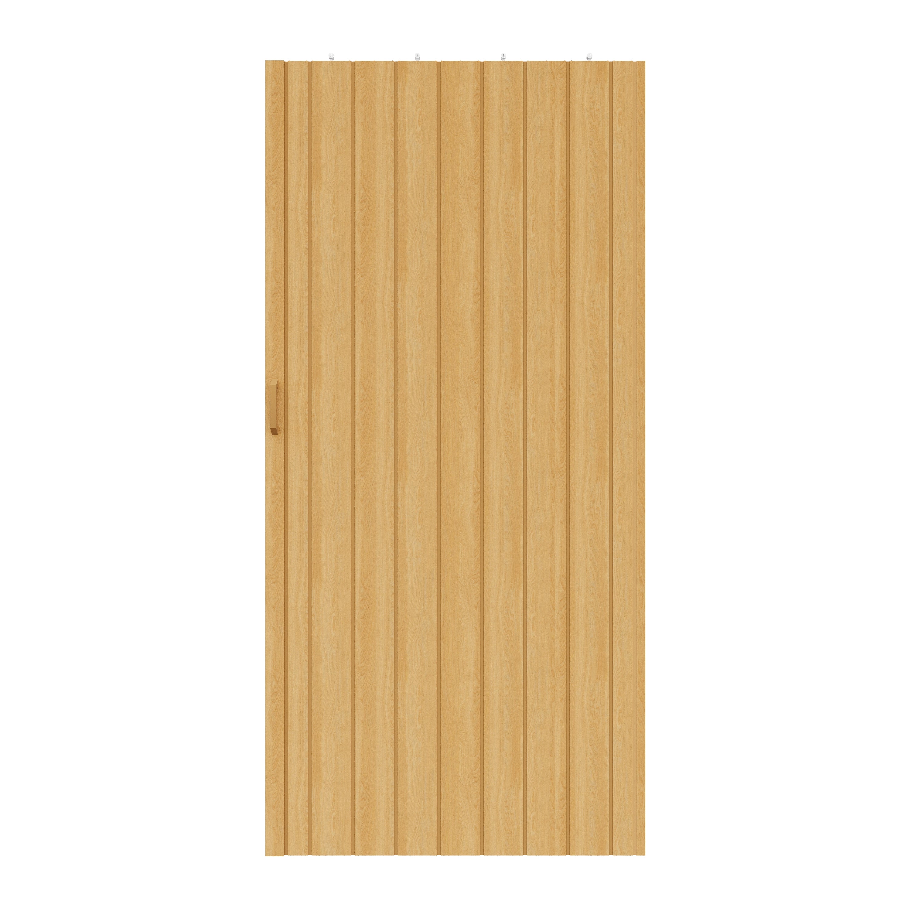 Ark Design Upgrade Dual Layer Trimmable Oak Vinyl Accordion Door with Handles and Magnetic Door Lock