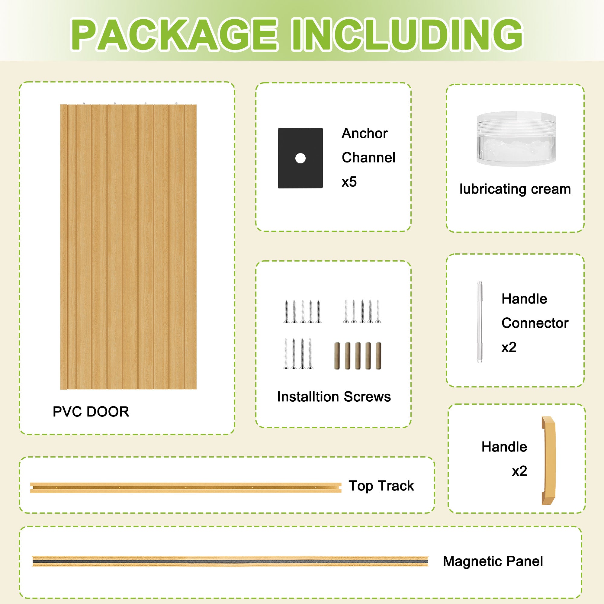Ark Design Upgrade Dual Layer Trimmable Oak Vinyl Accordion Door with Handles and Magnetic Door Lock