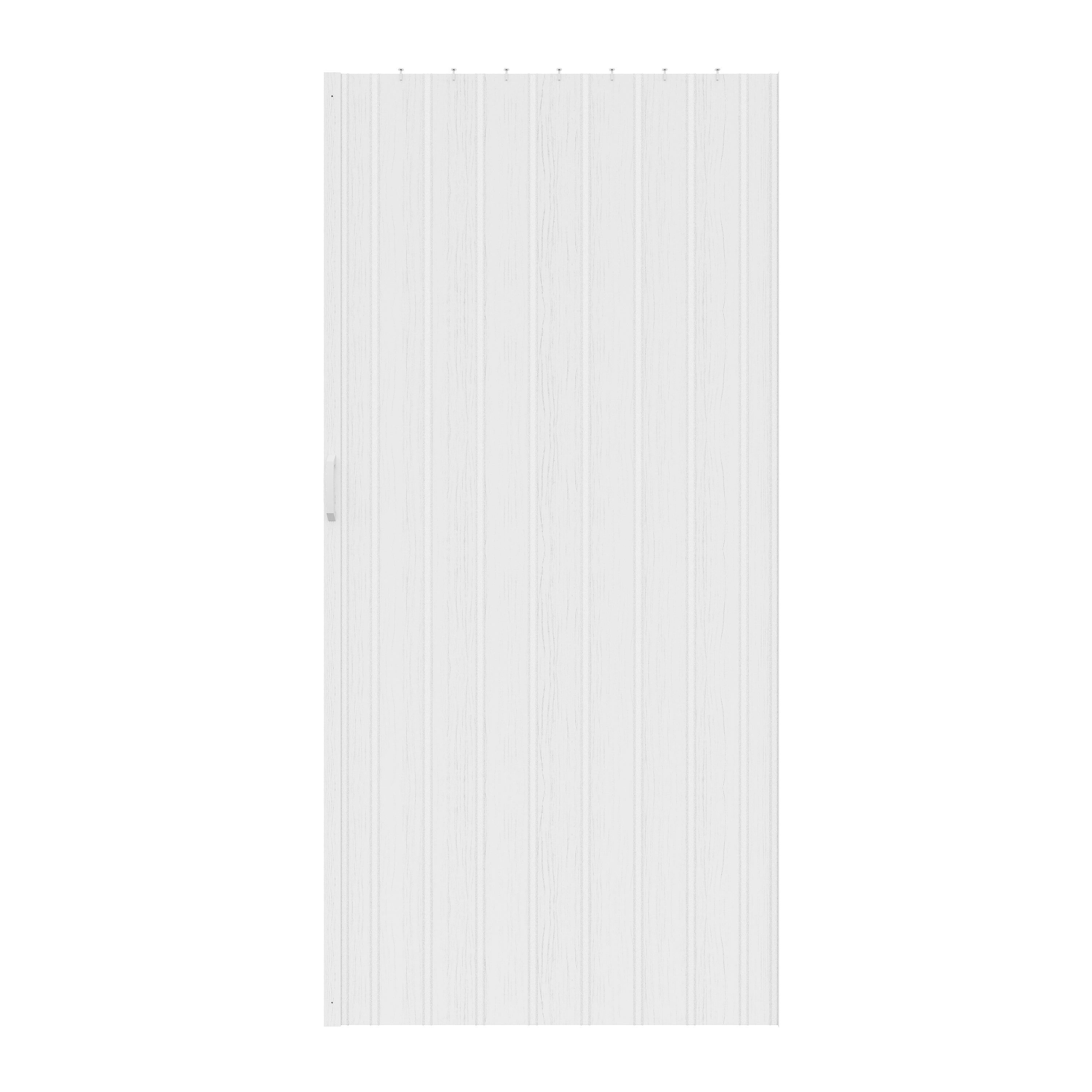 Ark Design Single Layer Trimmable White Vinyl Accordion Door with Handles and Magnetic Door Lock
