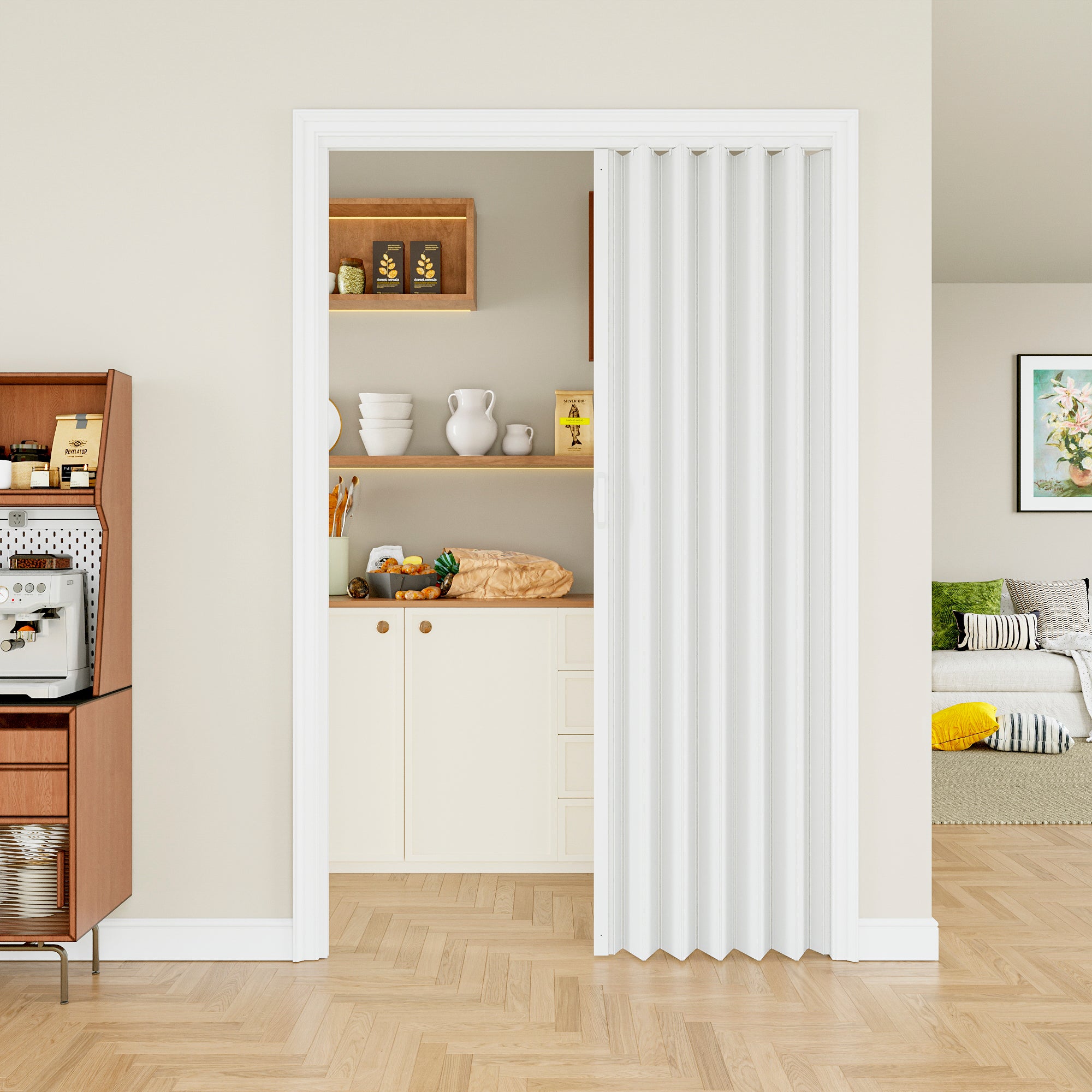 Ark Design Accordion Door White Dual Layer_Closet Door