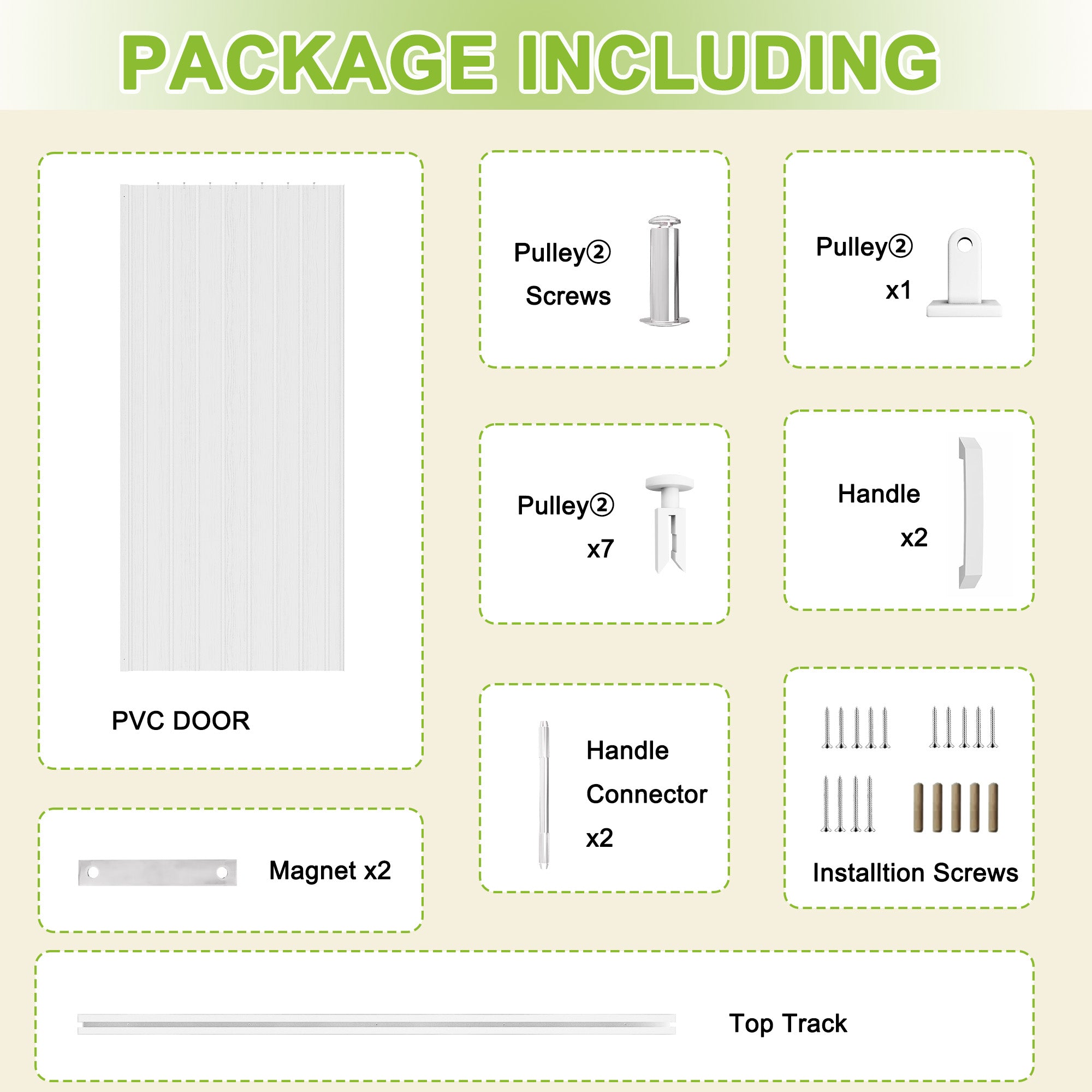 Single Layer Accordion Door with Handles & Magnetic Lock, White Vinyl