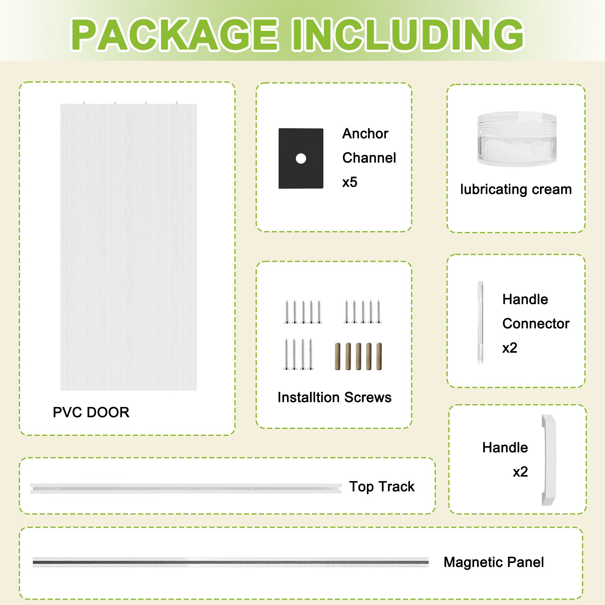 Ark Design Upgrade Dual Layer Trimmable White Vinyl Accordion Door with Handles and Magnetic Door Lock