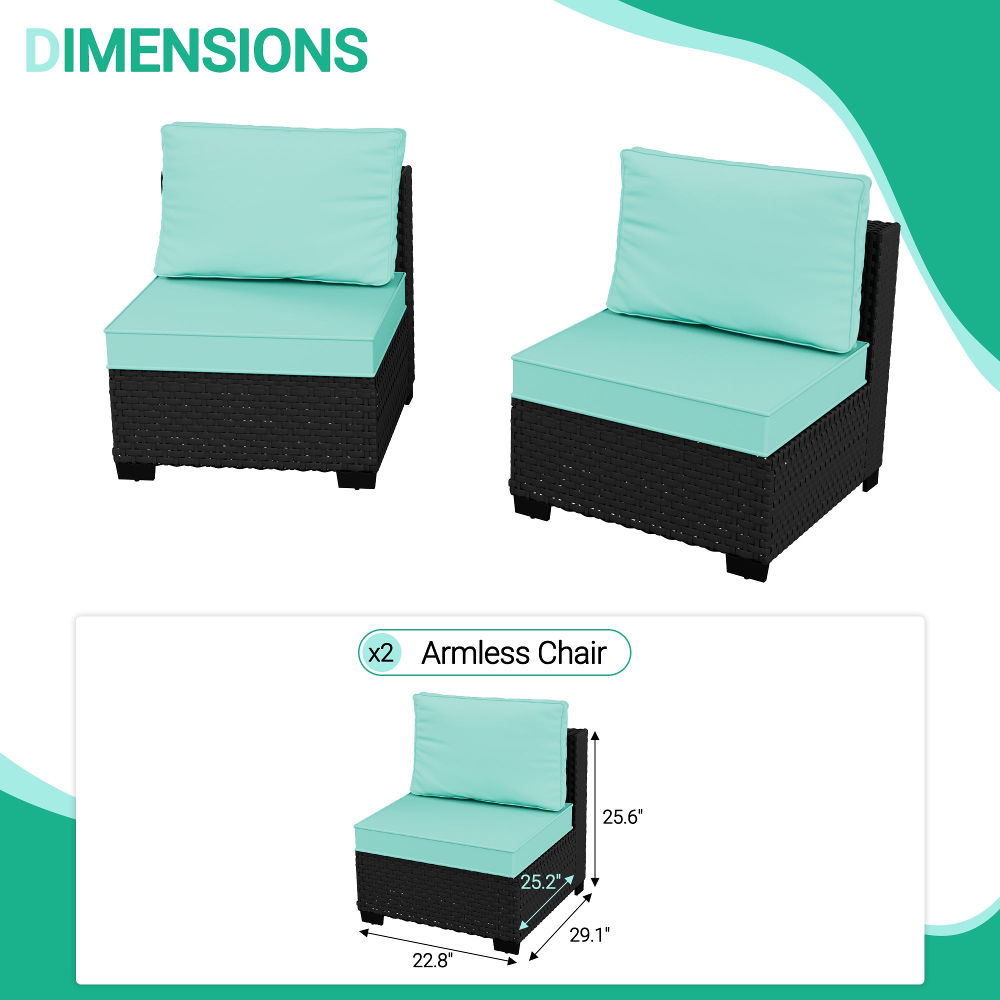 Ark Design 2-Piece Rattan Wicker Outdoor Patio Conversation SofaSeating Set, Green Cushions with Sofa Protection Cover Option