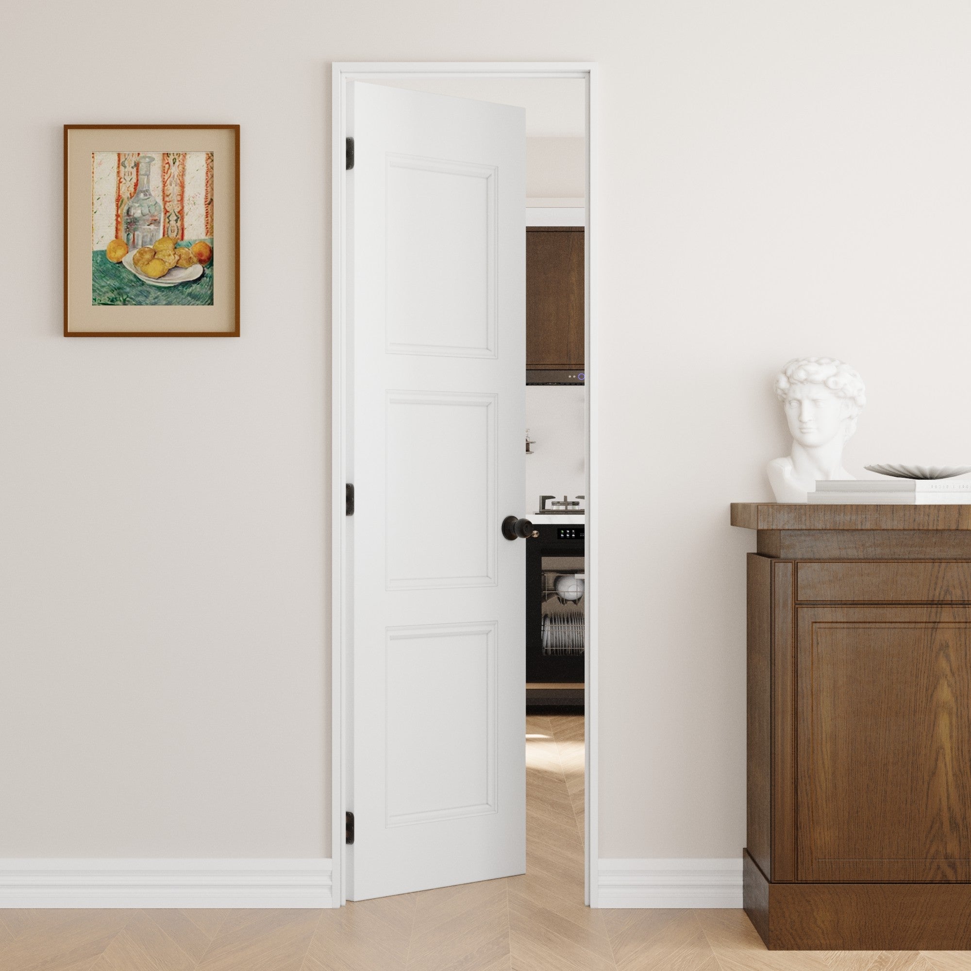 Ark Design 3-Lite Panel Door Slab with Prehung Kit, Right / Left Handed, White