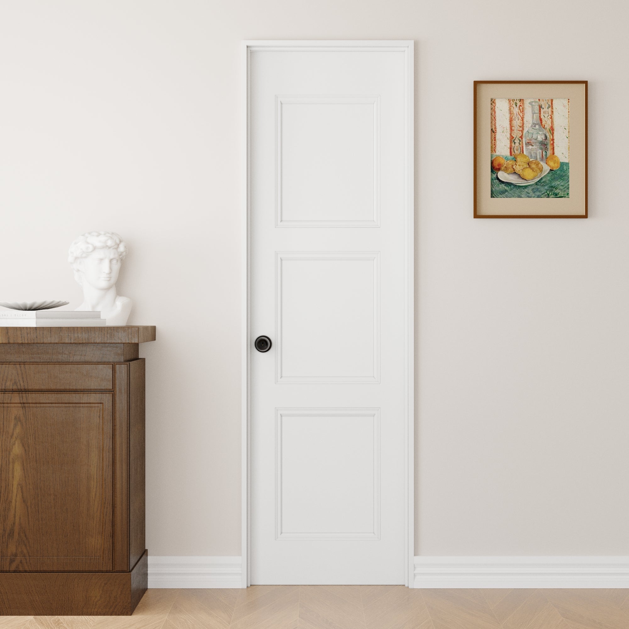 Ark Design 3-Lite Panel Door Slab with Prehung Kit, Right / Left Handed, White