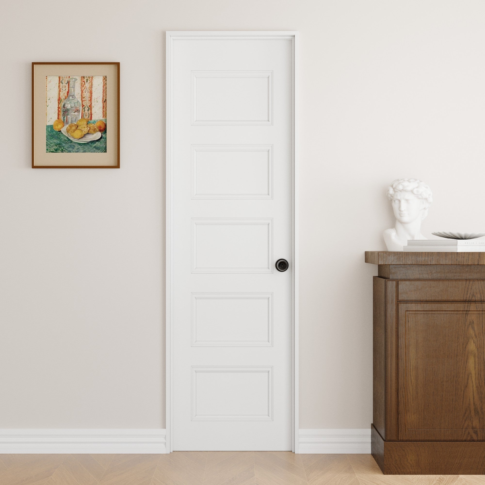 Ark Design 5-Lite Panel Door Slab with Prehung Kit, Right / Left Handed, White