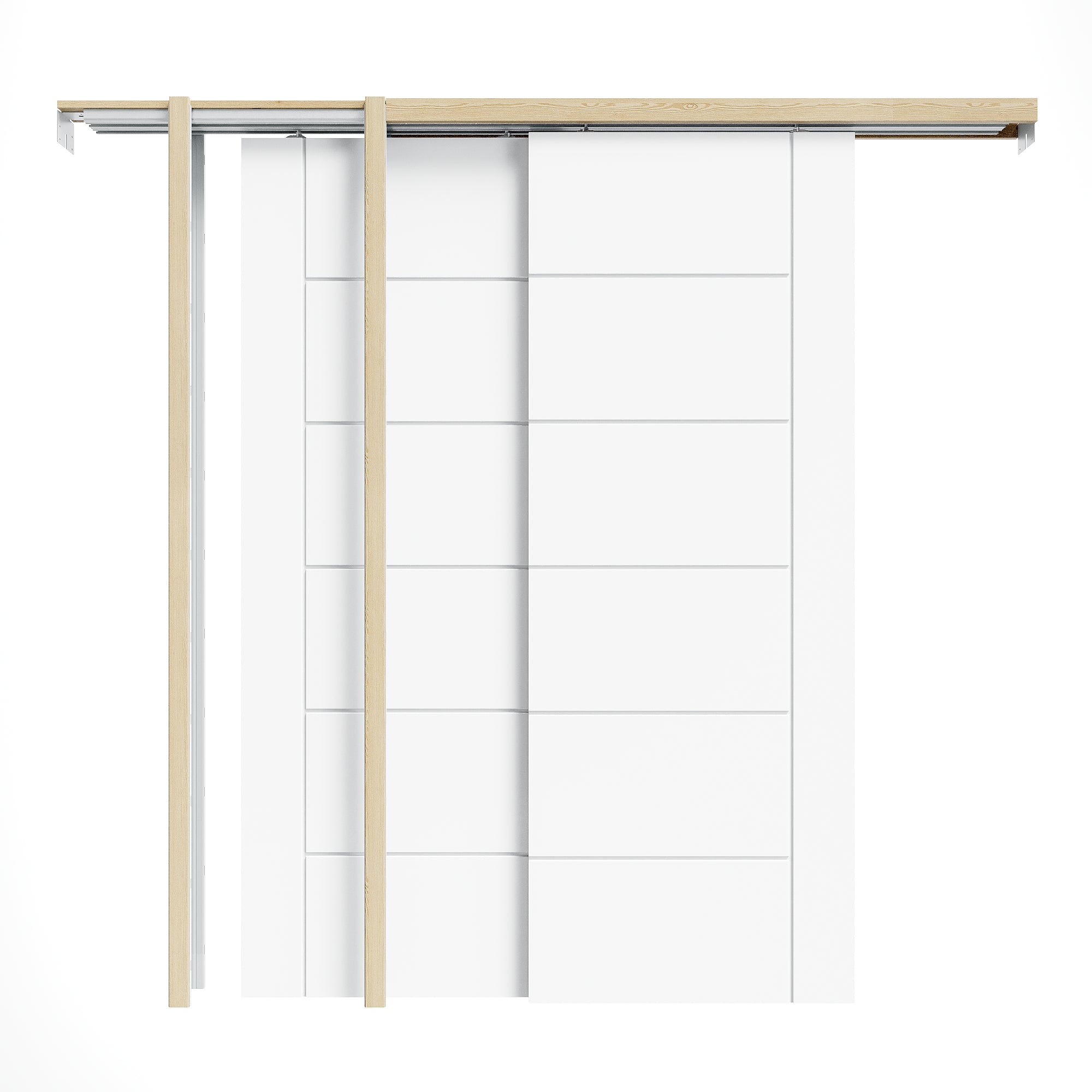 Ark Design Molded 6 Lite Panel Modern Double Bypass Pocket Door with Hardware Kit & Soft Close & Frame, Solid Core MDF Wood & Paint-grade Finished, White (Copy)