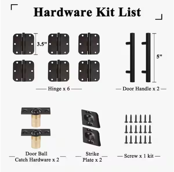 Ark Design Ready-to-Assemble Primed Prehung French Door Jamb Frame Kit, Primed Composite Door Frame Kit with Black Ball Catch, Adjustable Size