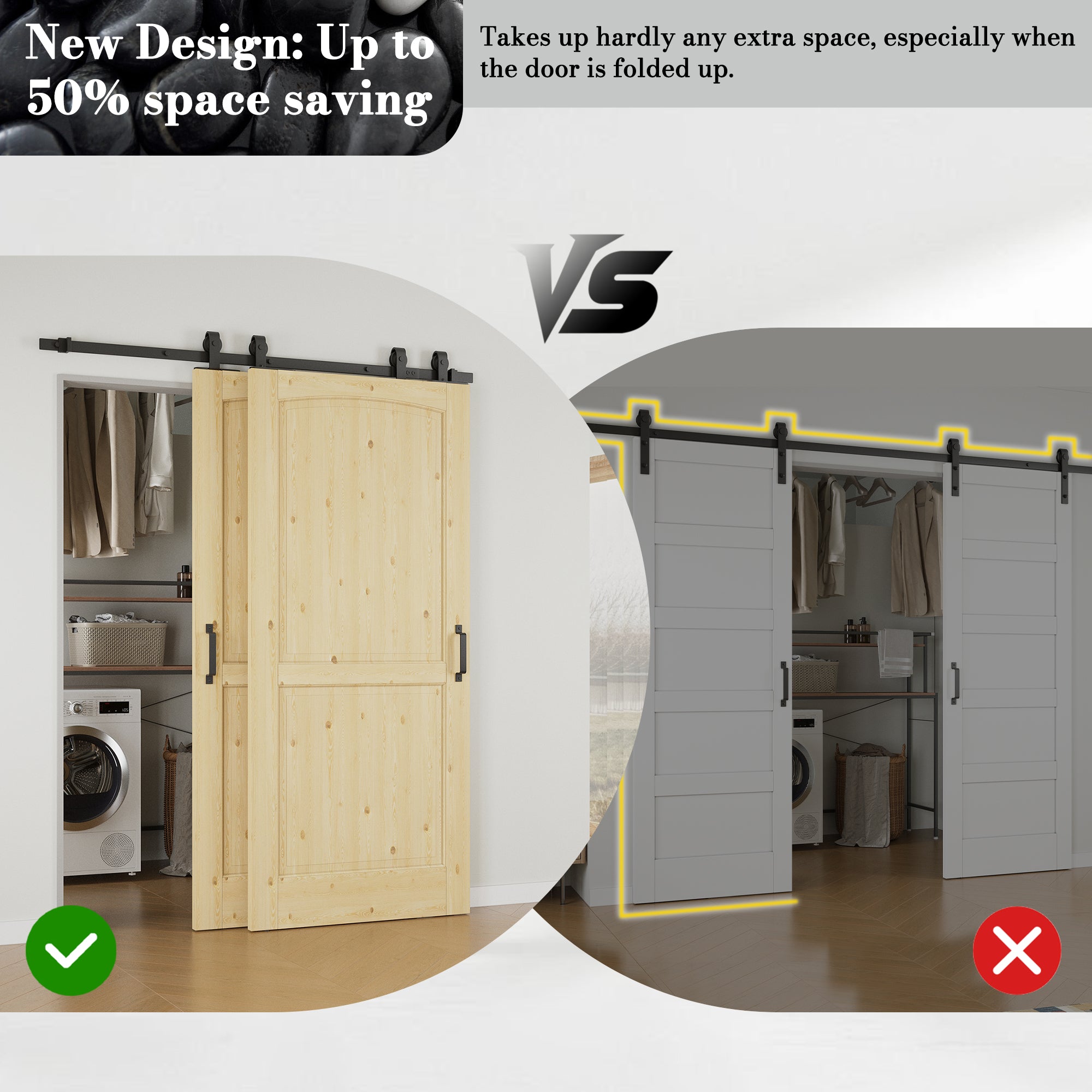 Ark Design Bypass Barn Door, 2-Lite Panel, Solid Pine Wood & Unfinished & Paintable Surface, With Hardware Kit Bypass