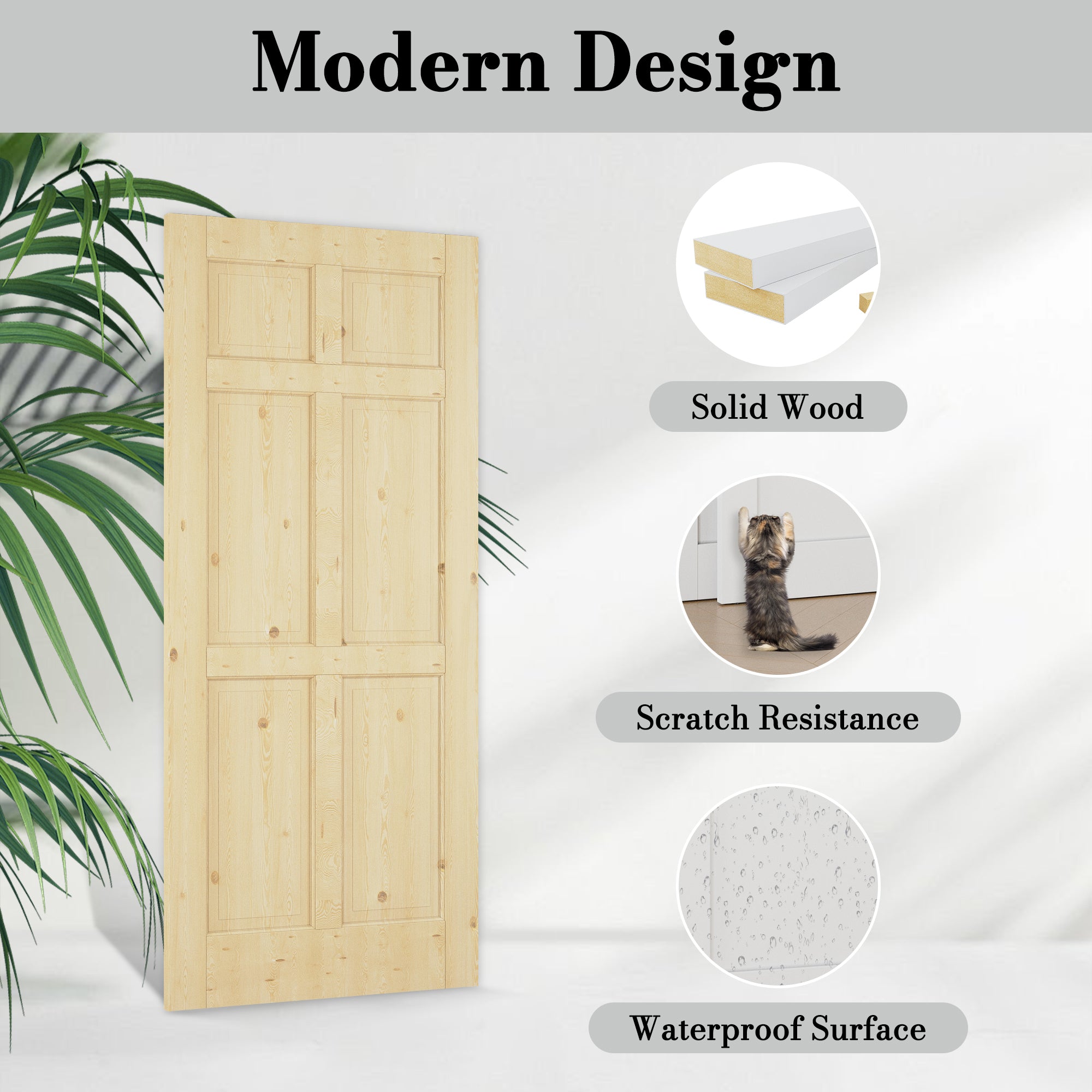 Ark Design Bypass Barn Door, 6-Lite Panel, Solid Pine Wood & Unfinished & Paintable Surface, With Hardware Kit Bypass