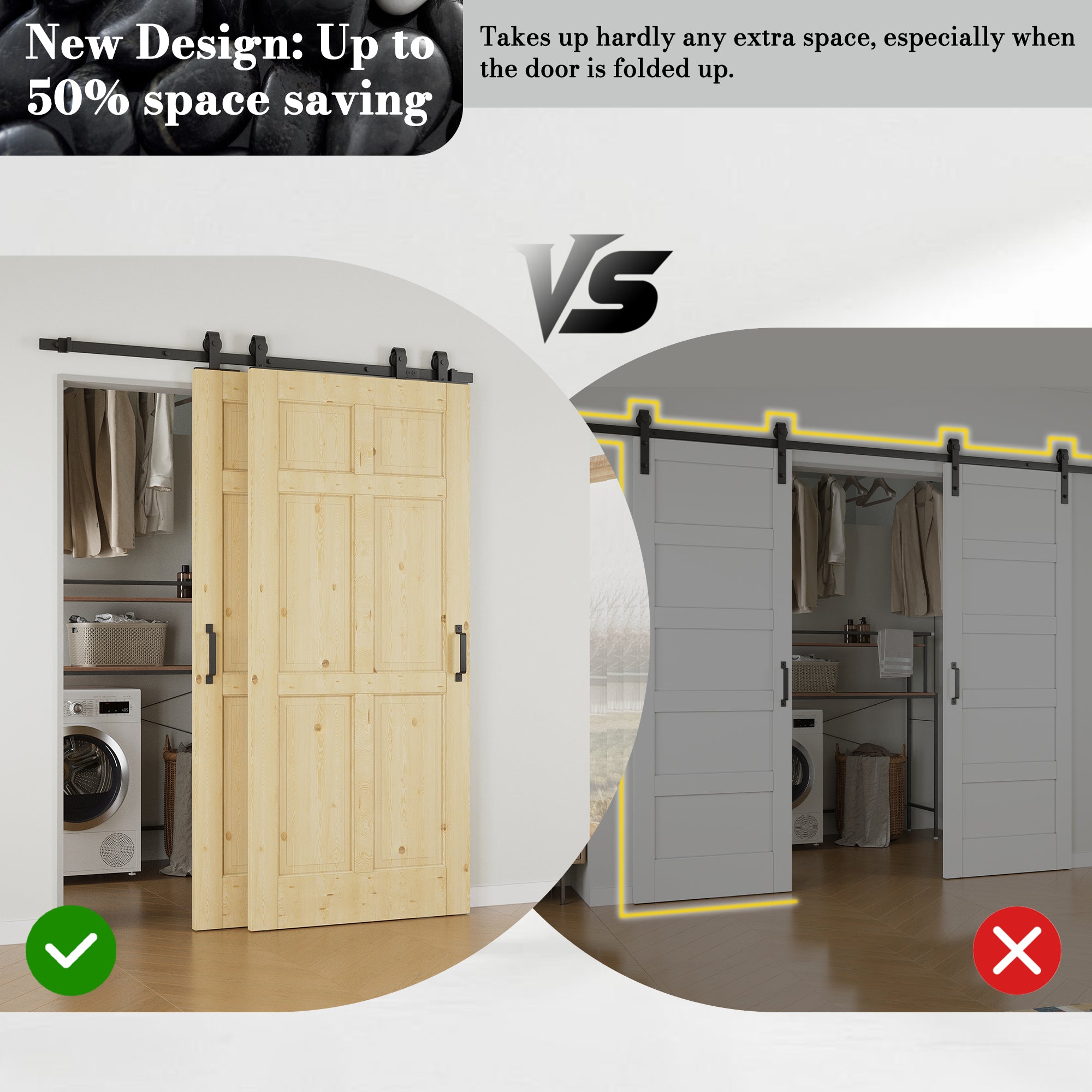 Ark Design Bypass Barn Door, 6-Lite Panel, Solid Pine Wood & Unfinished & Paintable Surface, With Hardware Kit Bypass