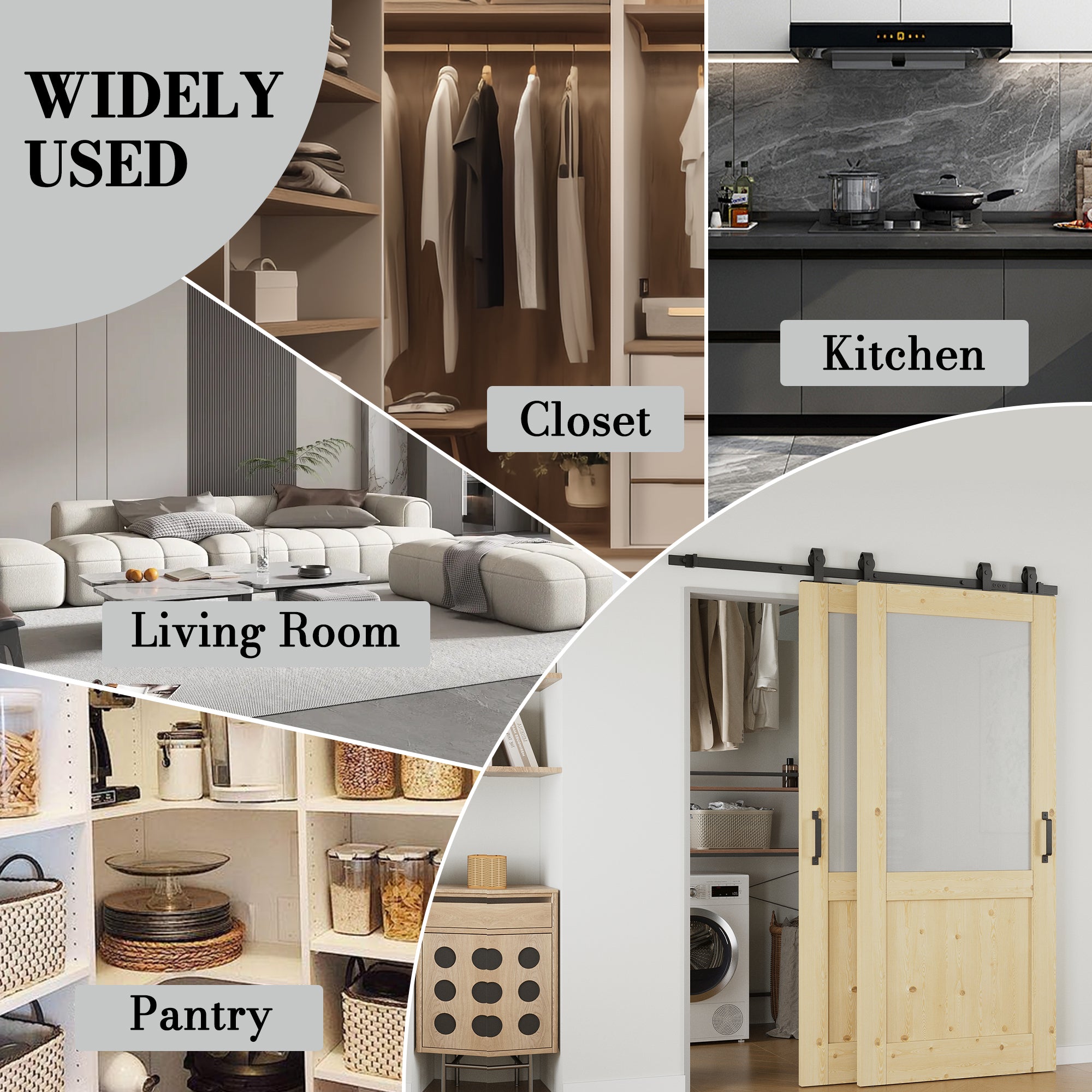Ark Design Bypass Barn Door, Half-Lite Tempred Frosted Glass, Solid Pine Wood & Unfinished & Paintable Surface, With Hardware Kit Bypass