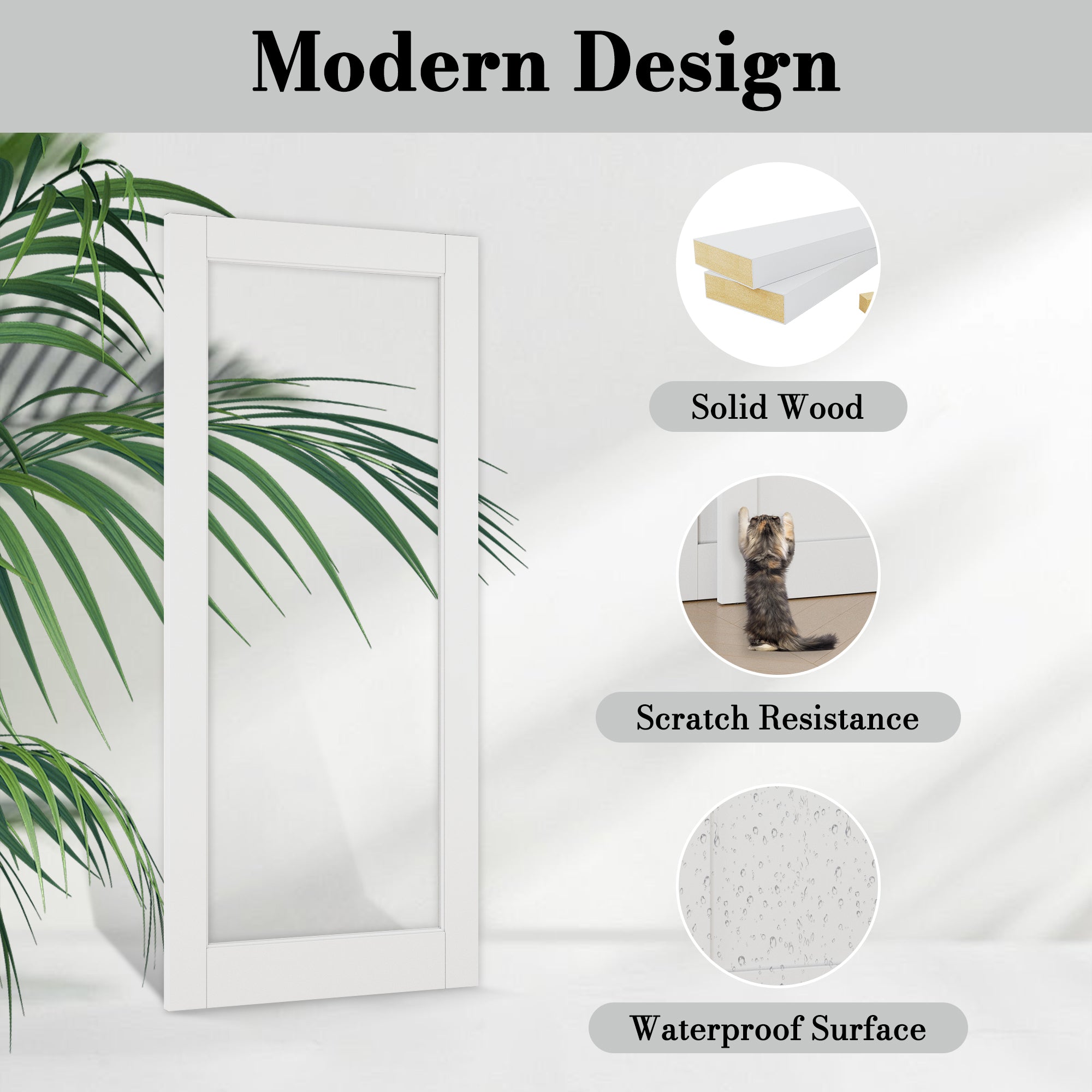 Ark Design Bypass Barn Door, 1-Lite Clear Glass, Solid Core MDF & Pre-finished & Paintable Surface, With Hardware Kit Bypass, White